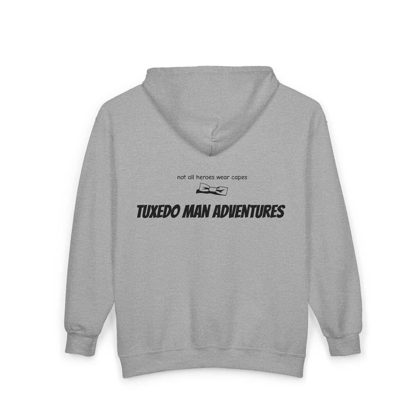 Adult Unisex Tuxedo Man Black Logo Gildan Full Zip Hooded Sweatshirt S-3XL