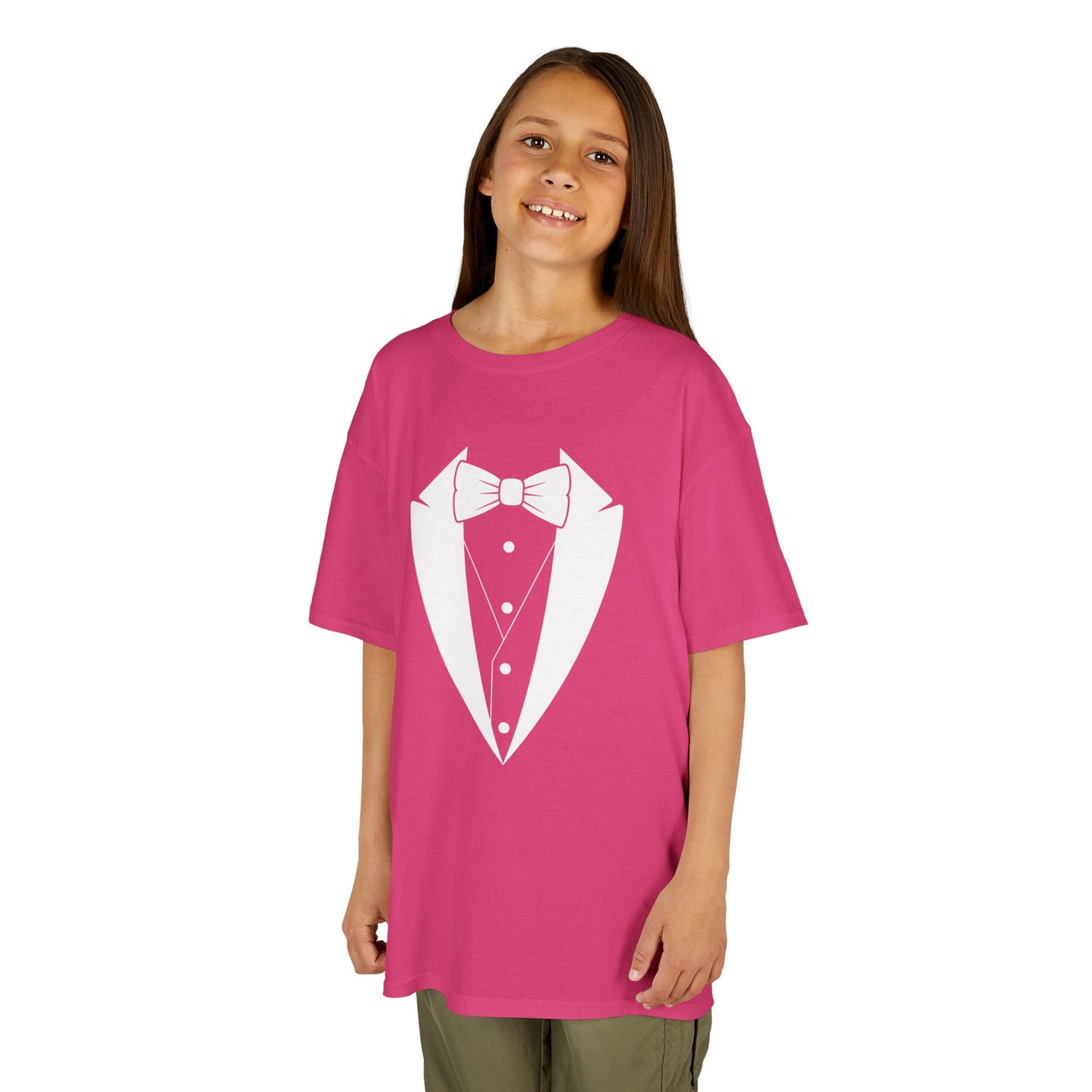 Youth Tuxedo Man Logo (white logo on dark colors) Heavy 100% Cotton™ Tee XS-XL