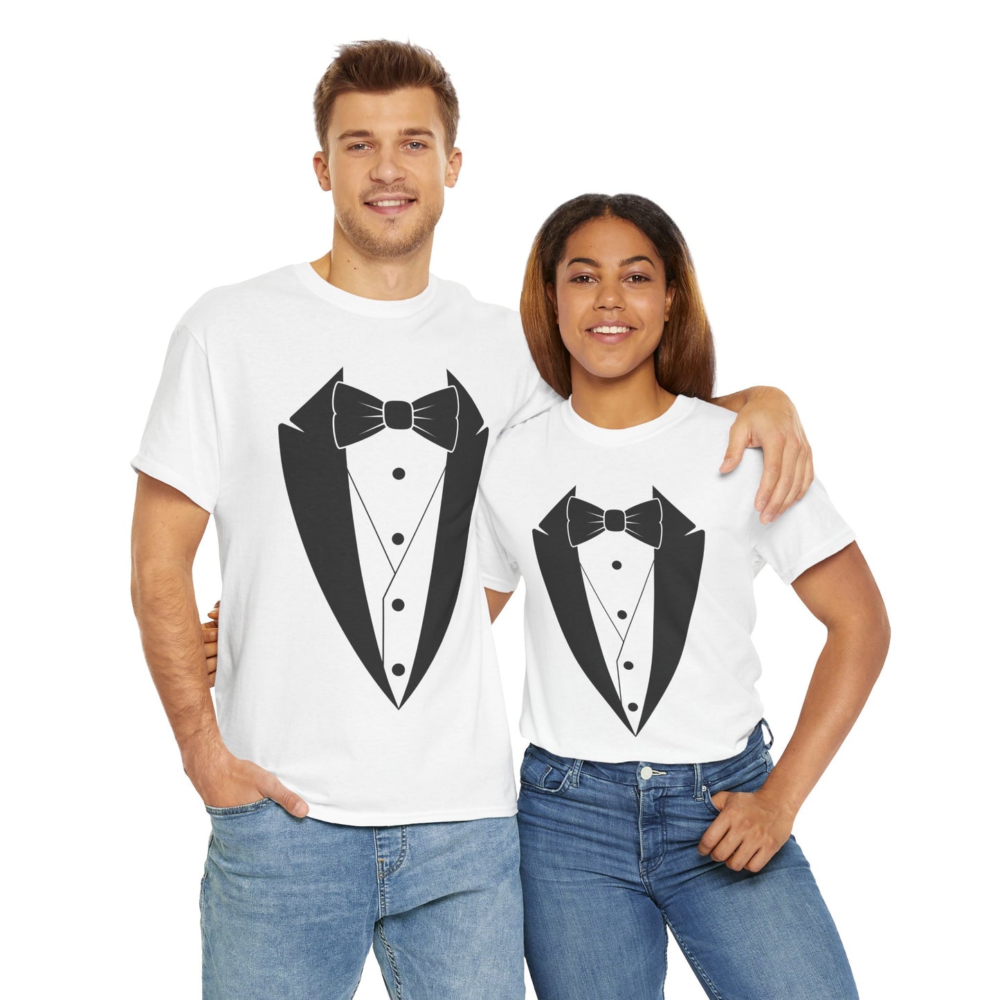 Men's Black Tuxedo Unisex Heavy Cotton Tee S-5XL