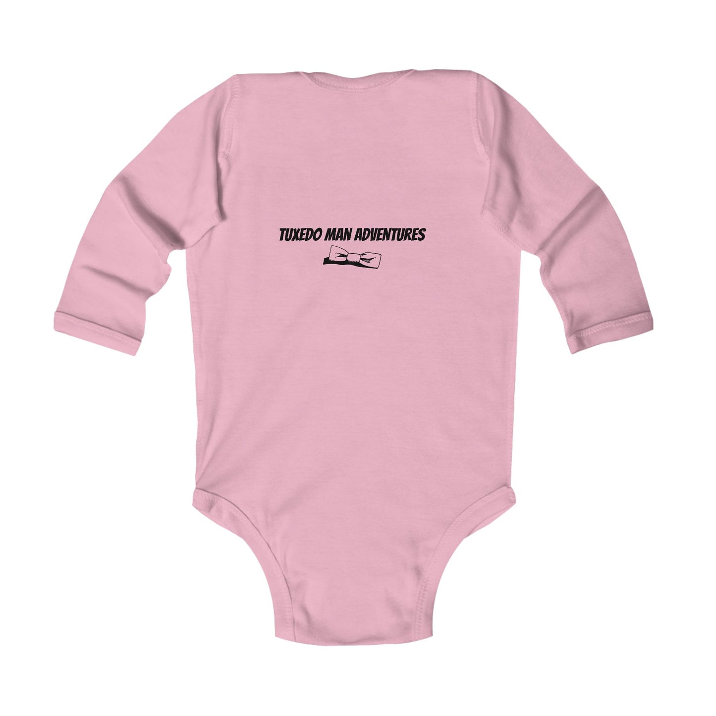 Infant Tuxedo Man Long Sleeve Bodysuit (black logo, pastels) 0-18mo