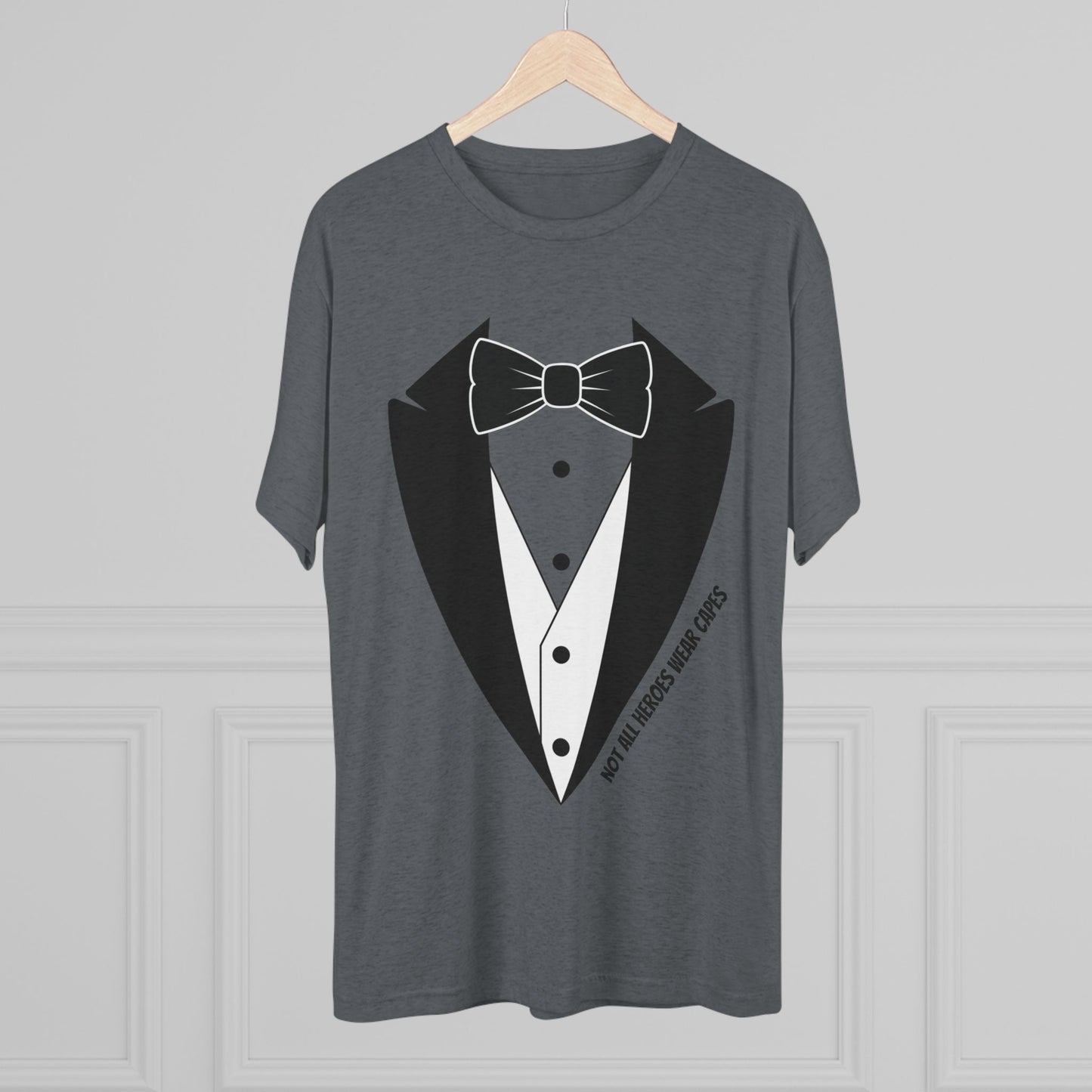 Adult Unisex Tuxedo Man Logo Tri-Blend Tee (light palette)