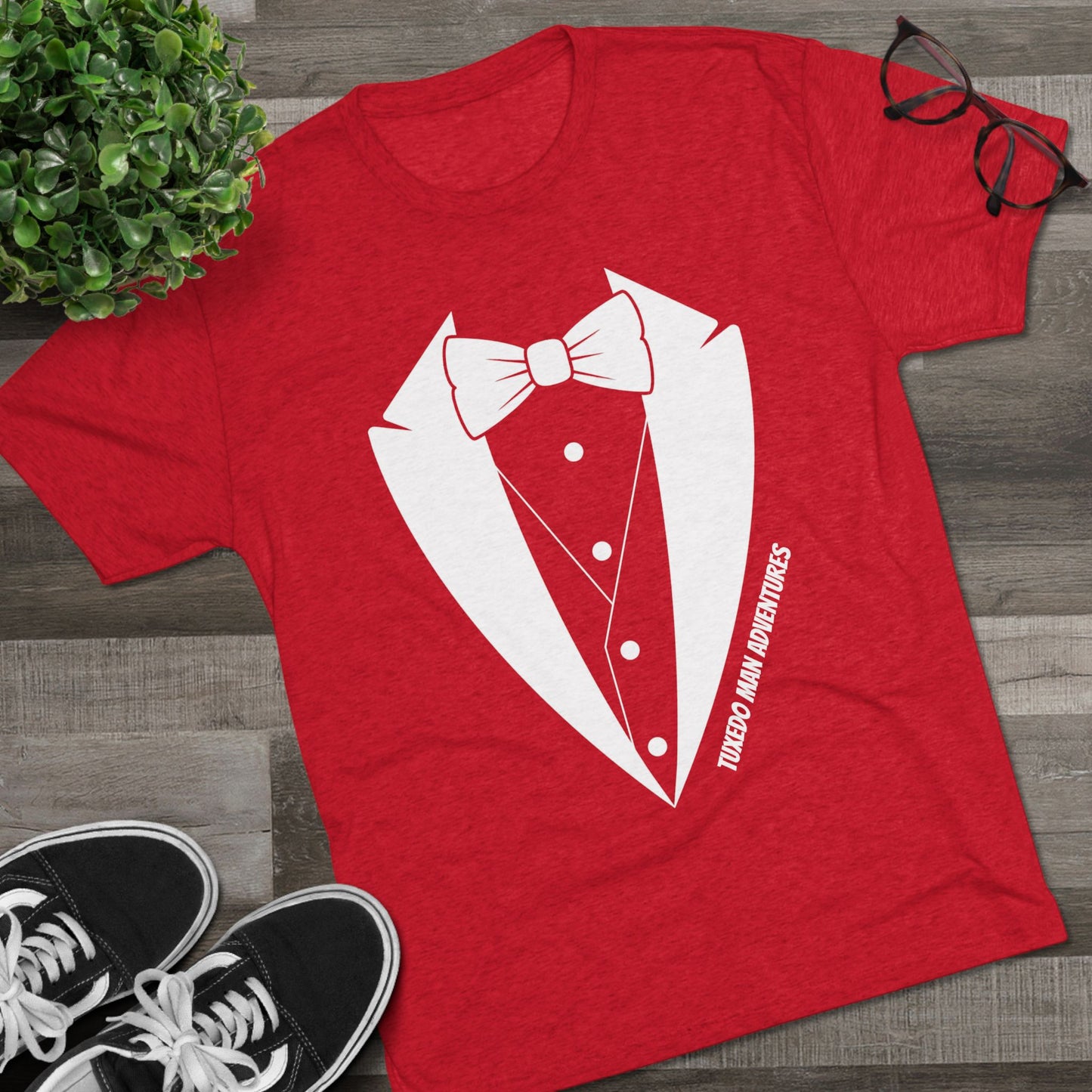 Adult Unisex Tuxedo Man Logo Tri-Blend Tee (Vintage palette)