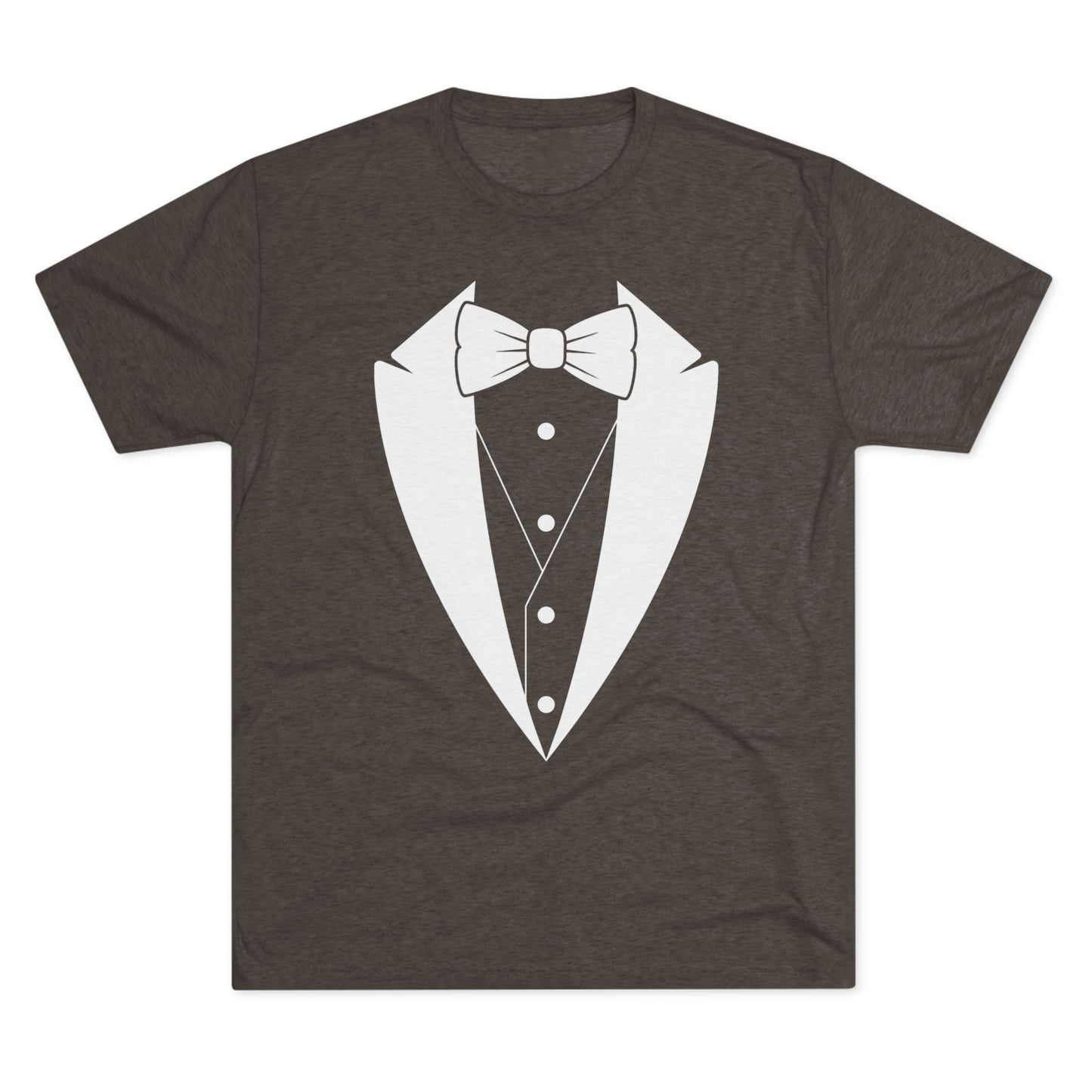 Adult Unisex White Tuxedo Tri-Blend Crew Tee S-3XL