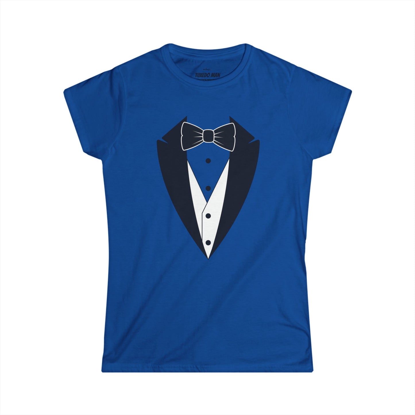 Adult Women's Tuxedo Logo (black logo on pastel colors) Gildan 100% Cotton Tee S-3XL
