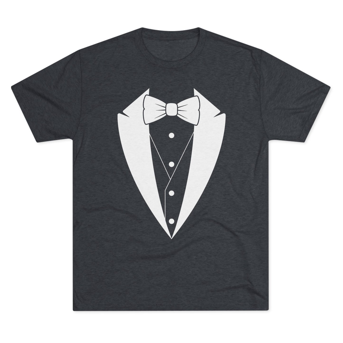 Adult Unisex White Tuxedo Tri-Blend Crew Tee S-3XL