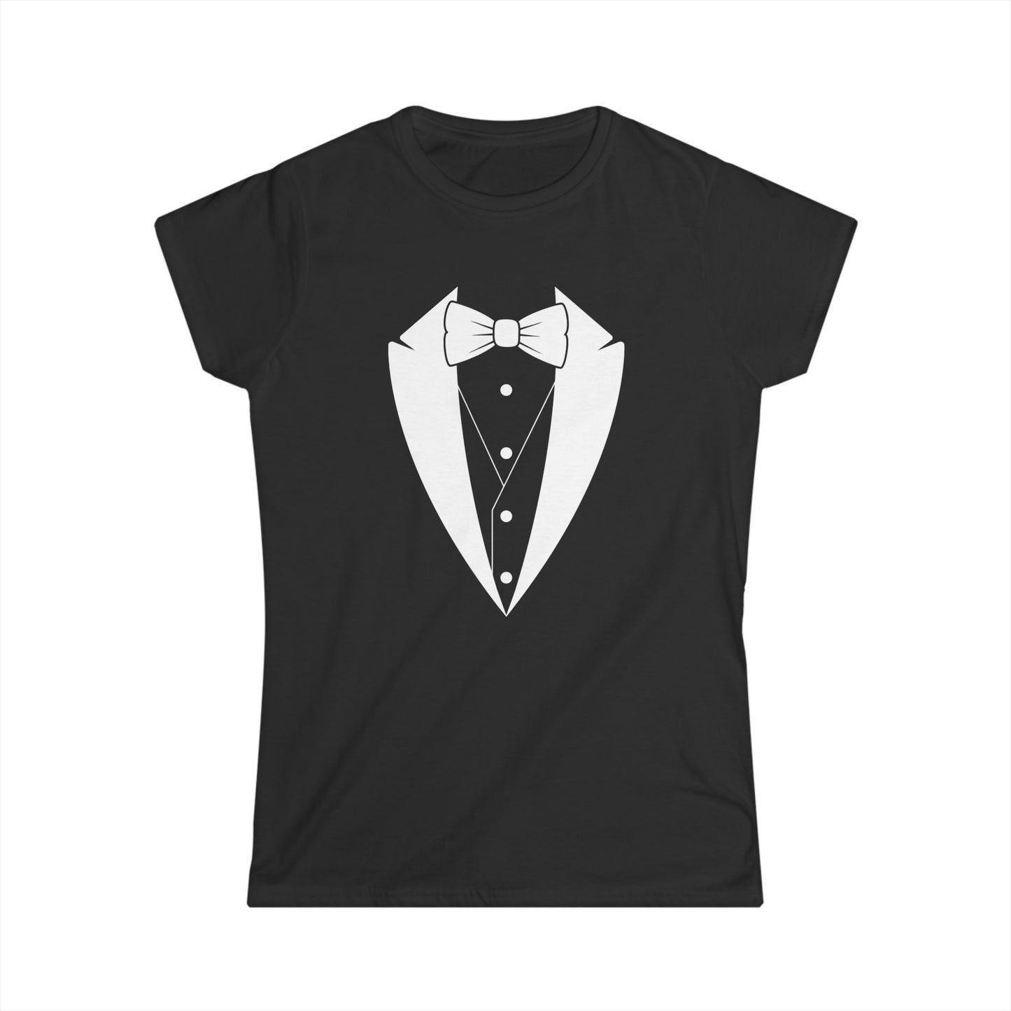 Women's White Tuxedo Softstyle Tee S-3XL