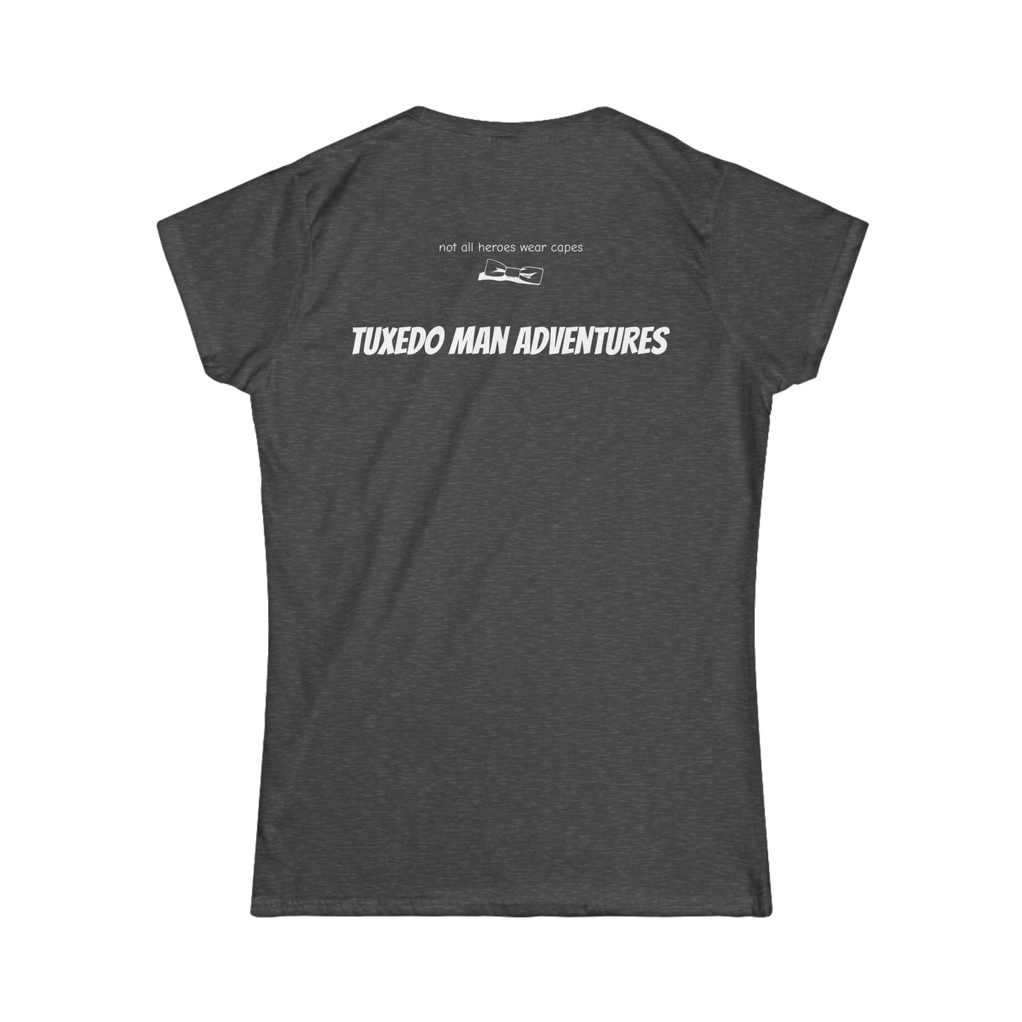 Adult Women's Tuxedo Logo (white logo on dark colors) Gildan 100% Cotton Tee S-3XL