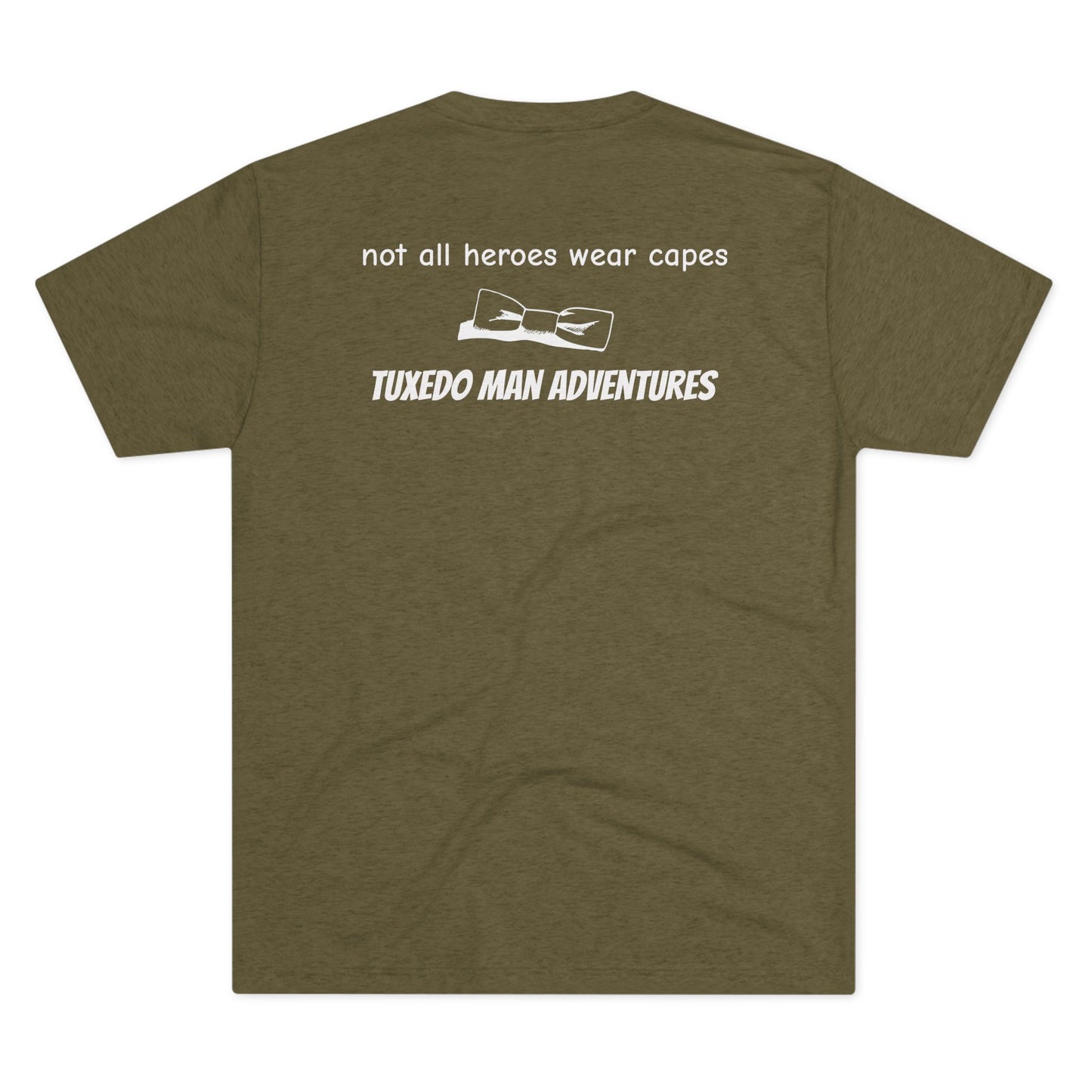 Adult Unisex White Tuxedo Tri-Blend Crew Tee S-3XL