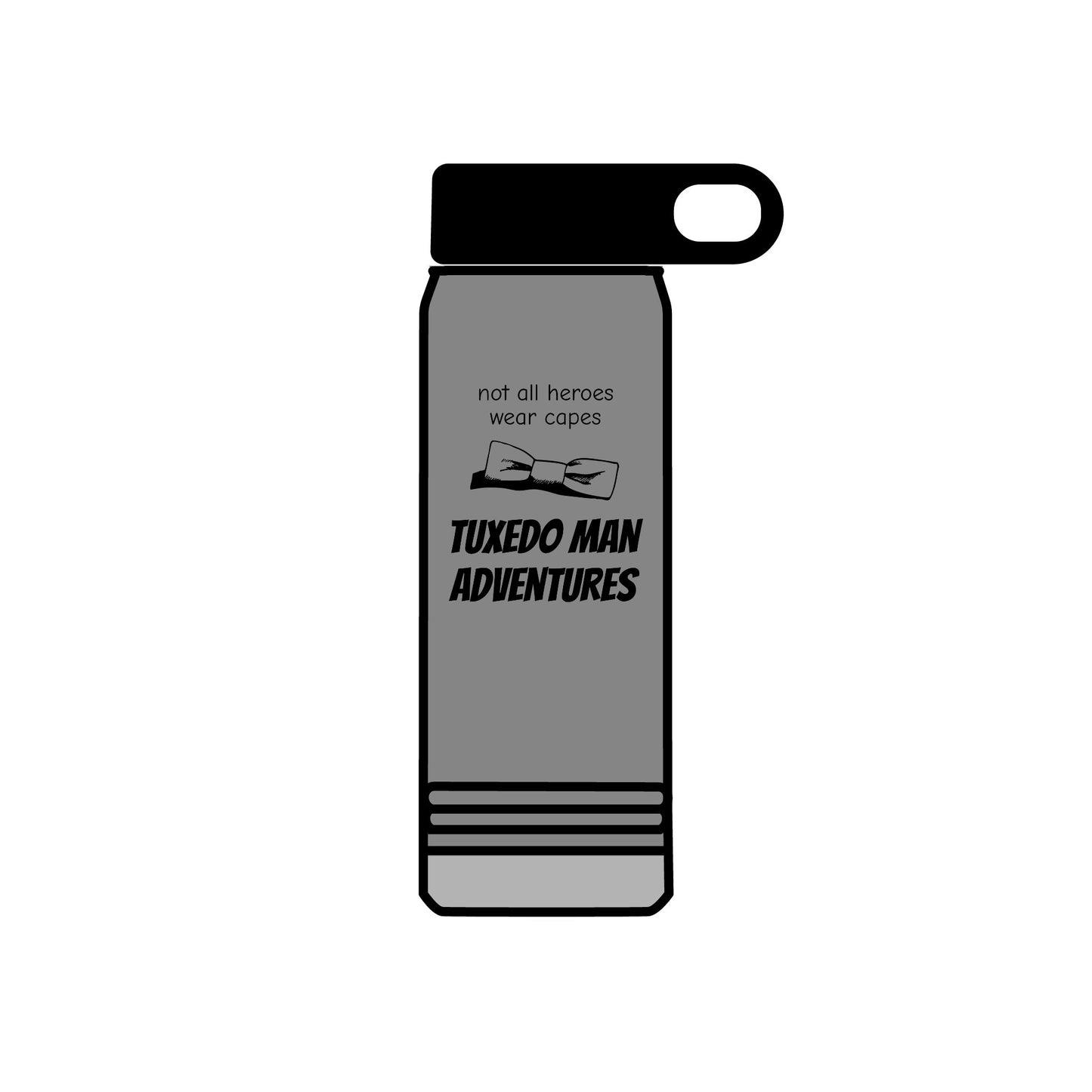 Black Tuxedo Logo Water Bottle, 20oz