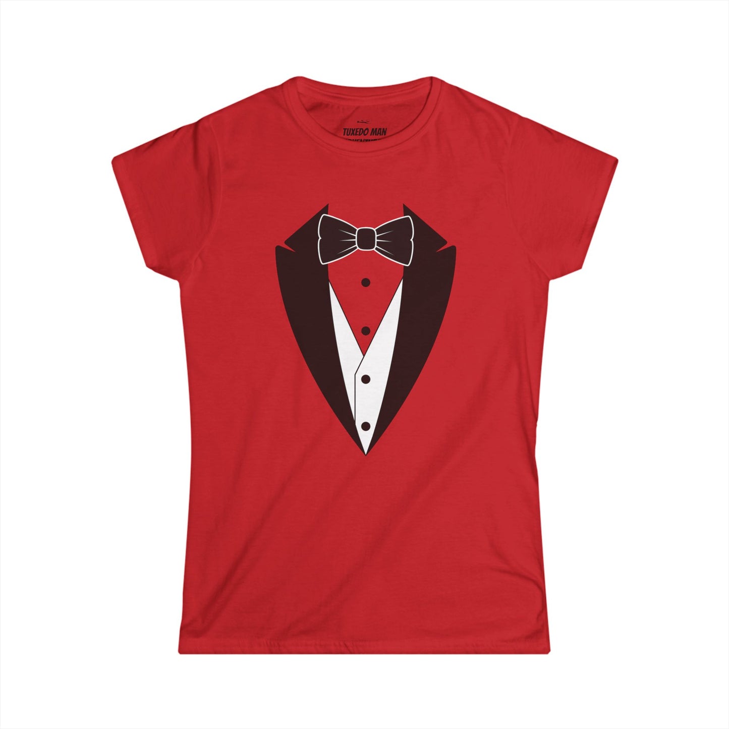 Adult Women's Tuxedo Logo (black logo on pastel colors) Gildan 100% Cotton Tee S-3XL