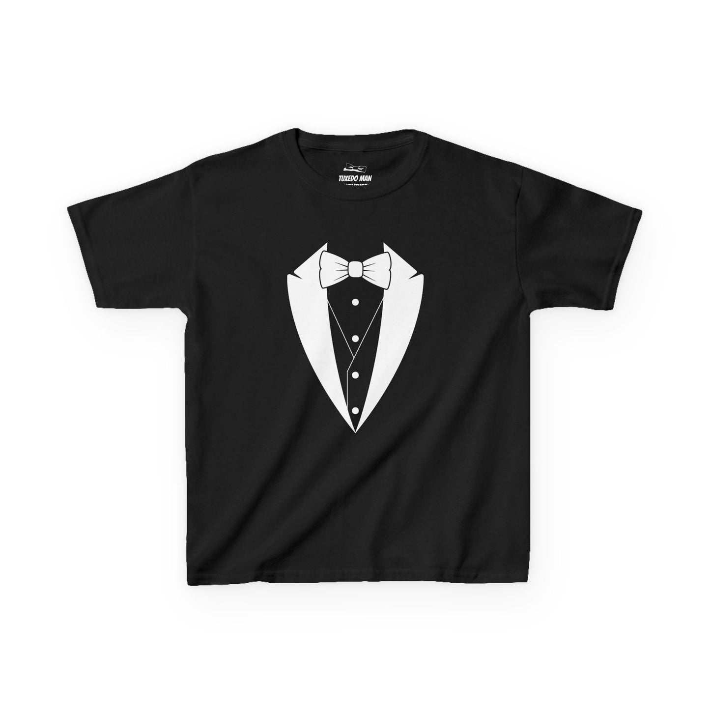 Youth Tuxedo Man Logo (white logo on dark colors) Heavy 100% Cotton™ Tee XS-XL