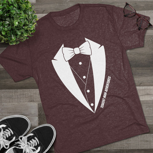 Adult Unisex Tuxedo Man Logo Tri-Blend Tee (Vintage palette)