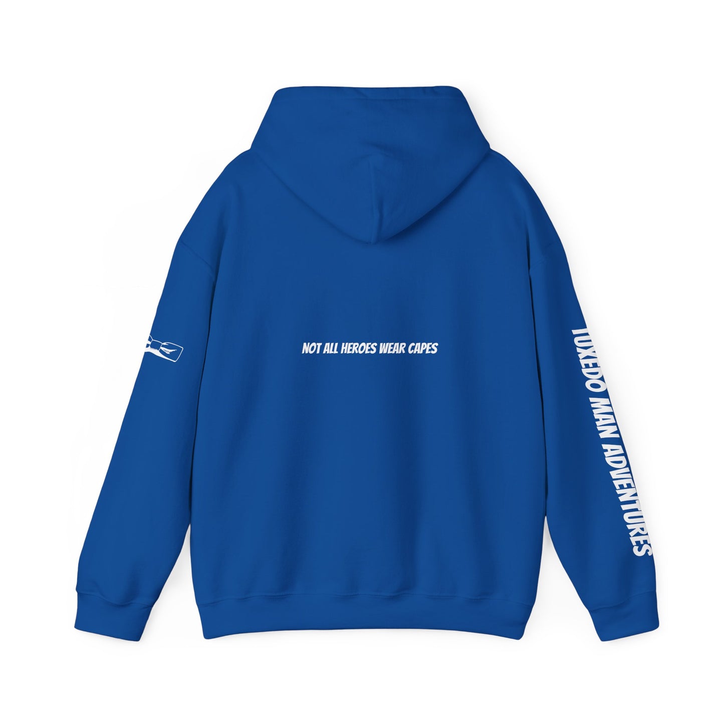 Adult Unisex Hooded Sweatshirt Tuxedo Man Logo (white logo, dark colors) Gildan Heavy Blend™  S-5XL