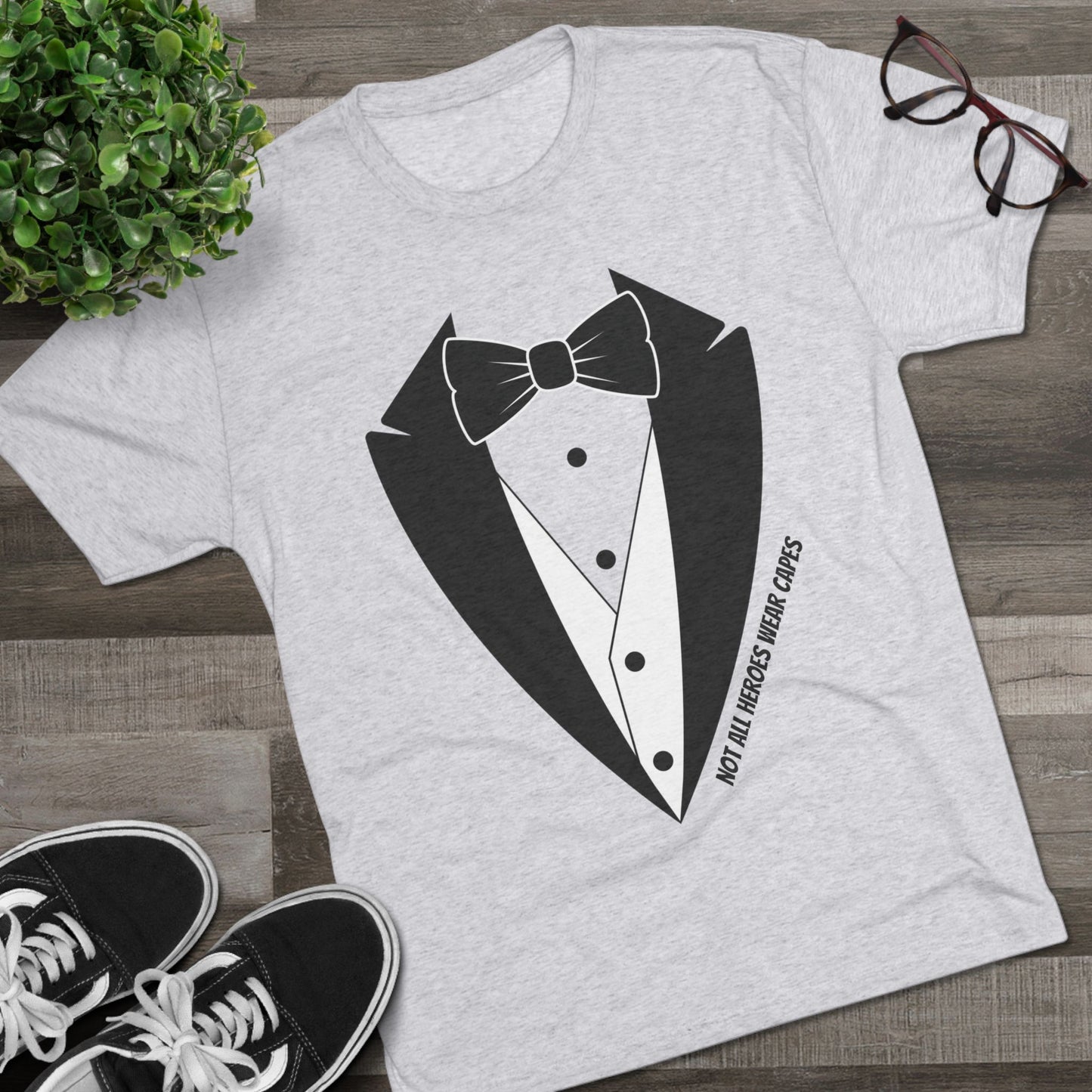 Adult Unisex Tuxedo Man Logo Tri-Blend Tee (light palette)