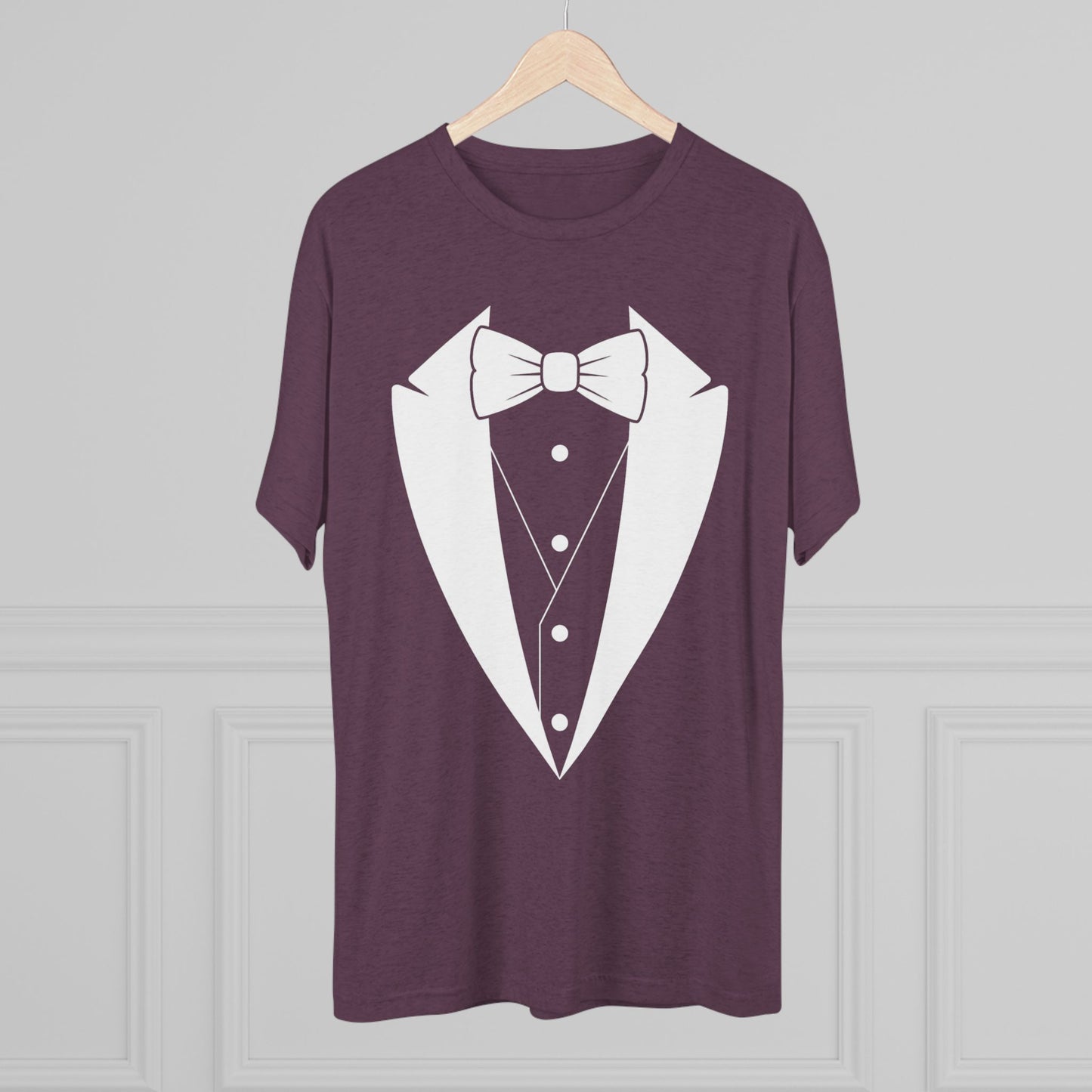 Adult Unisex White Tuxedo Tri-Blend Crew Tee S-3XL