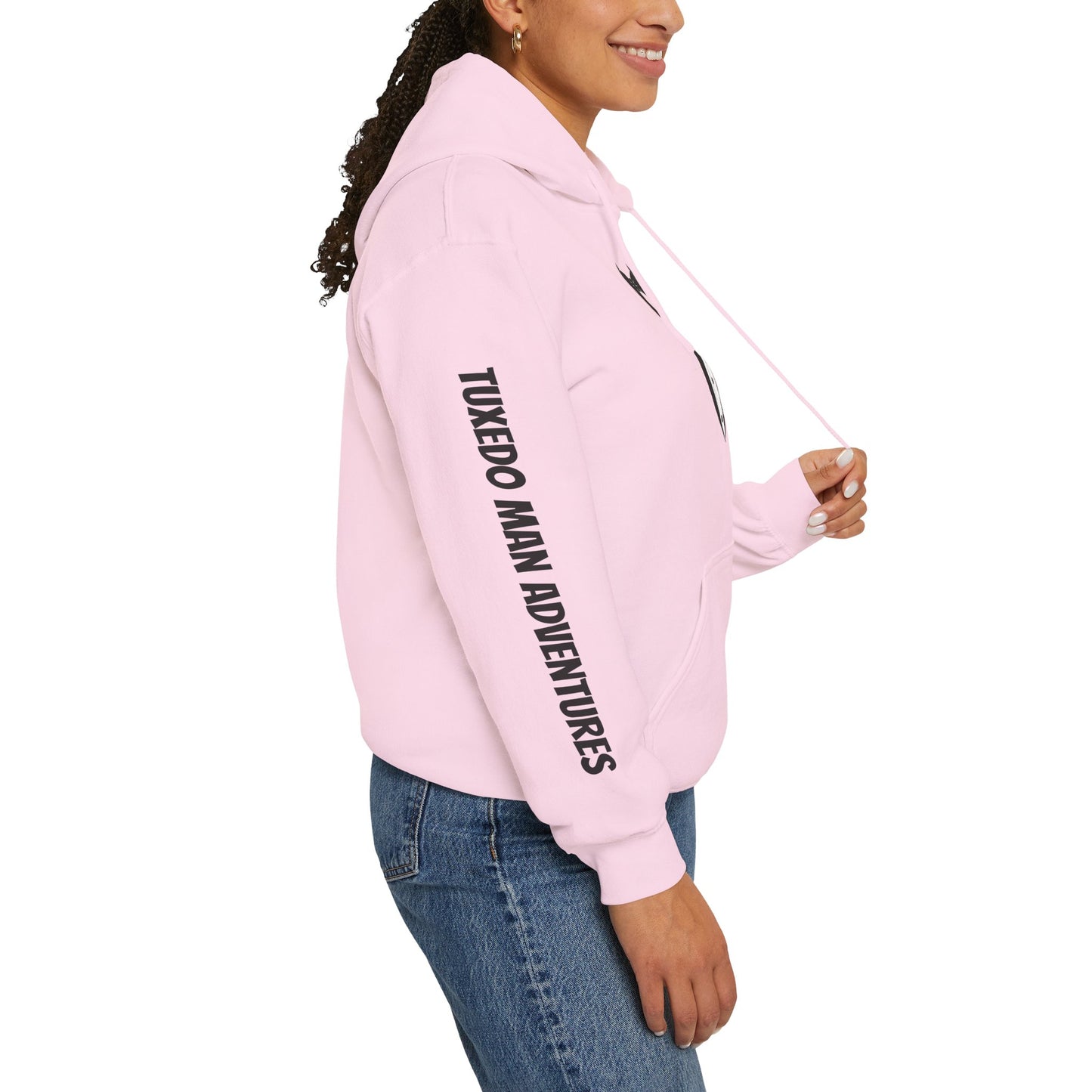 Adult Unisex Hooded Sweatshirt Tuxedo Man Logo (white logo, dark colors)  Gildan Heavy Blend™  S-5XL