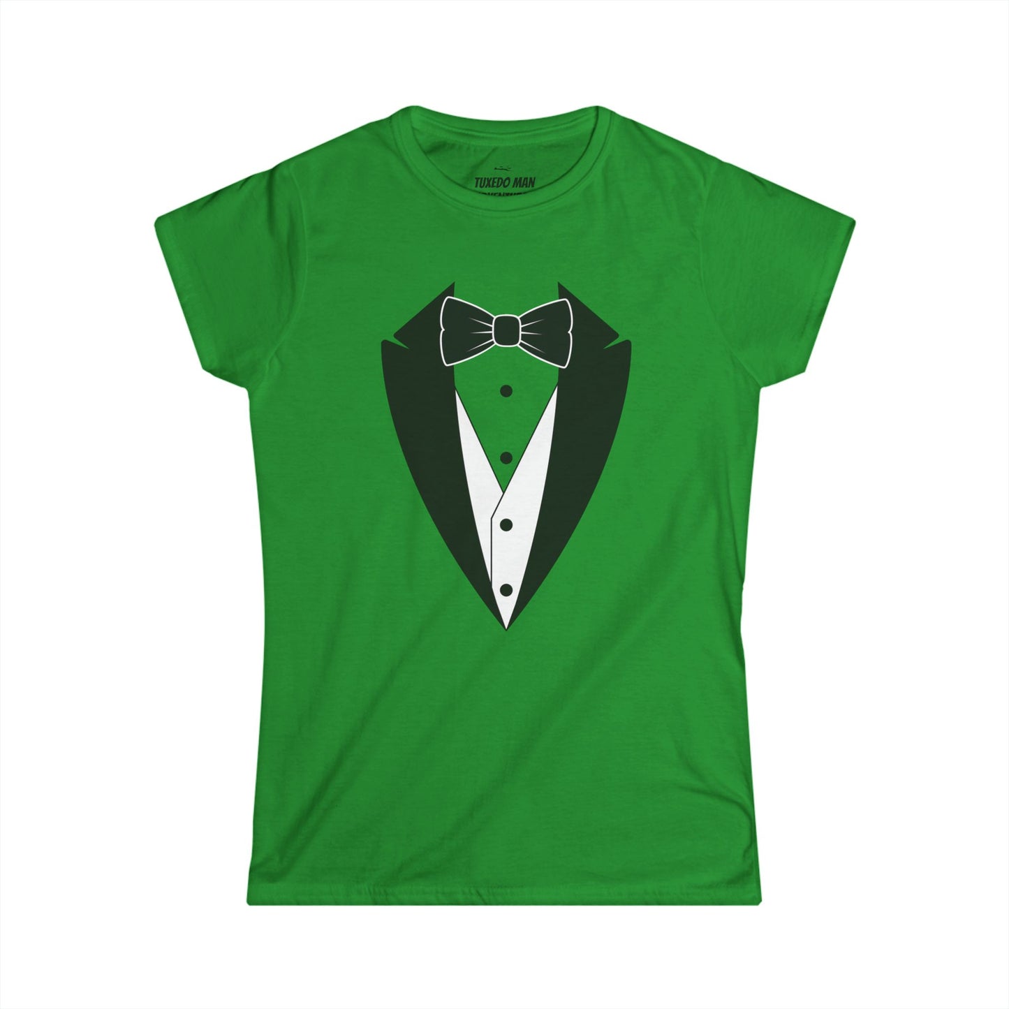 Adult Women's Tuxedo Logo (black logo on pastel colors) Gildan 100% Cotton Tee S-3XL