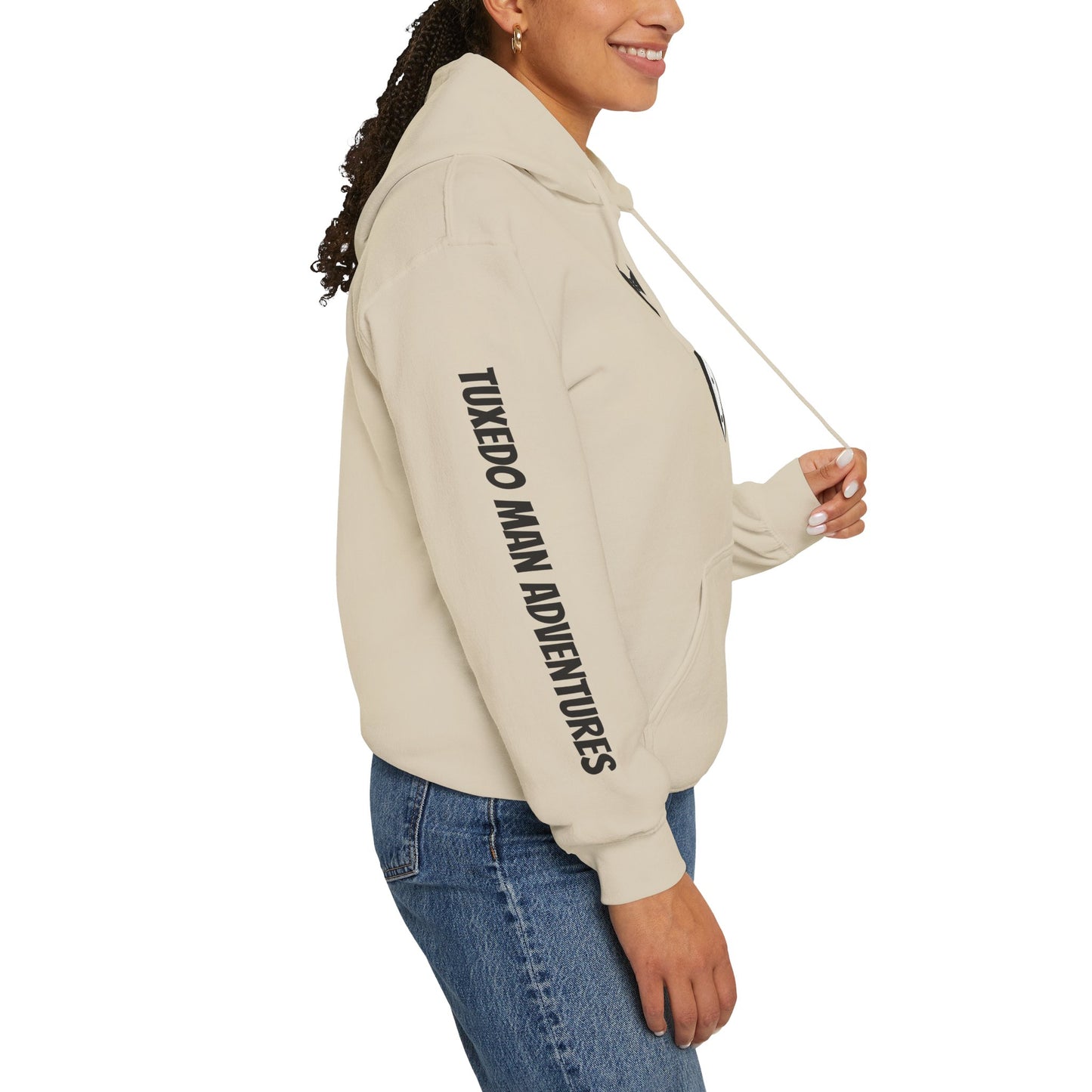 Adult Unisex Hooded Sweatshirt Tuxedo Man Logo (white logo, dark colors)  Gildan Heavy Blend™  S-5XL