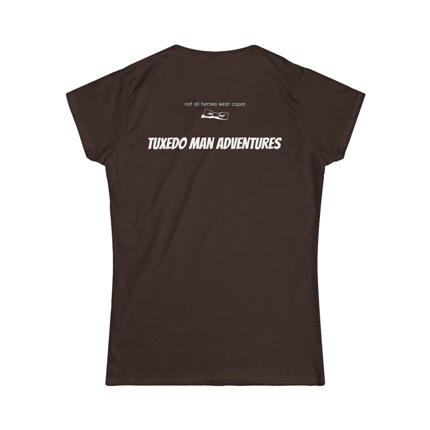 Adult Women's Tuxedo Logo (white logo on dark colors) Gildan 100% Cotton Tee S-3XL