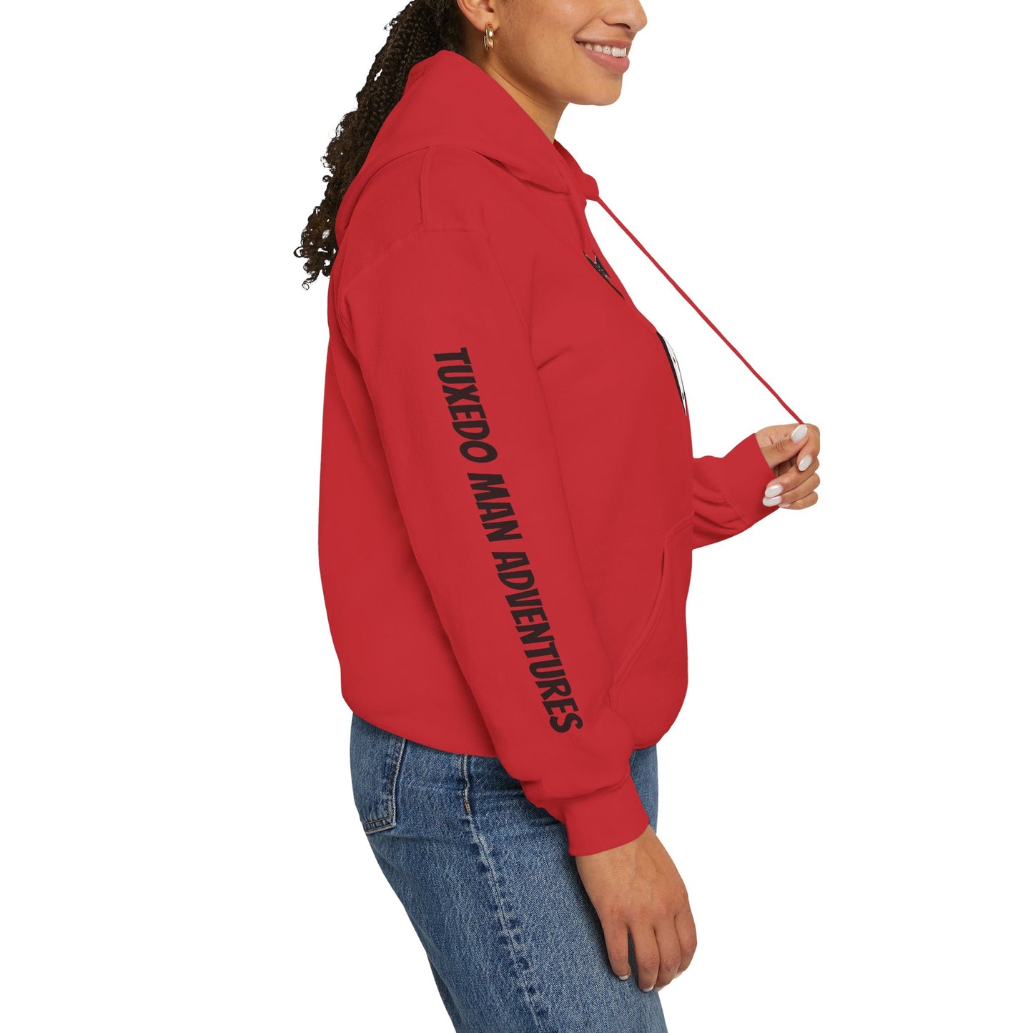 Adult Unisex Hooded Sweatshirt Tuxedo Man Logo (white logo, dark colors)  Gildan Heavy Blend™  S-5XL