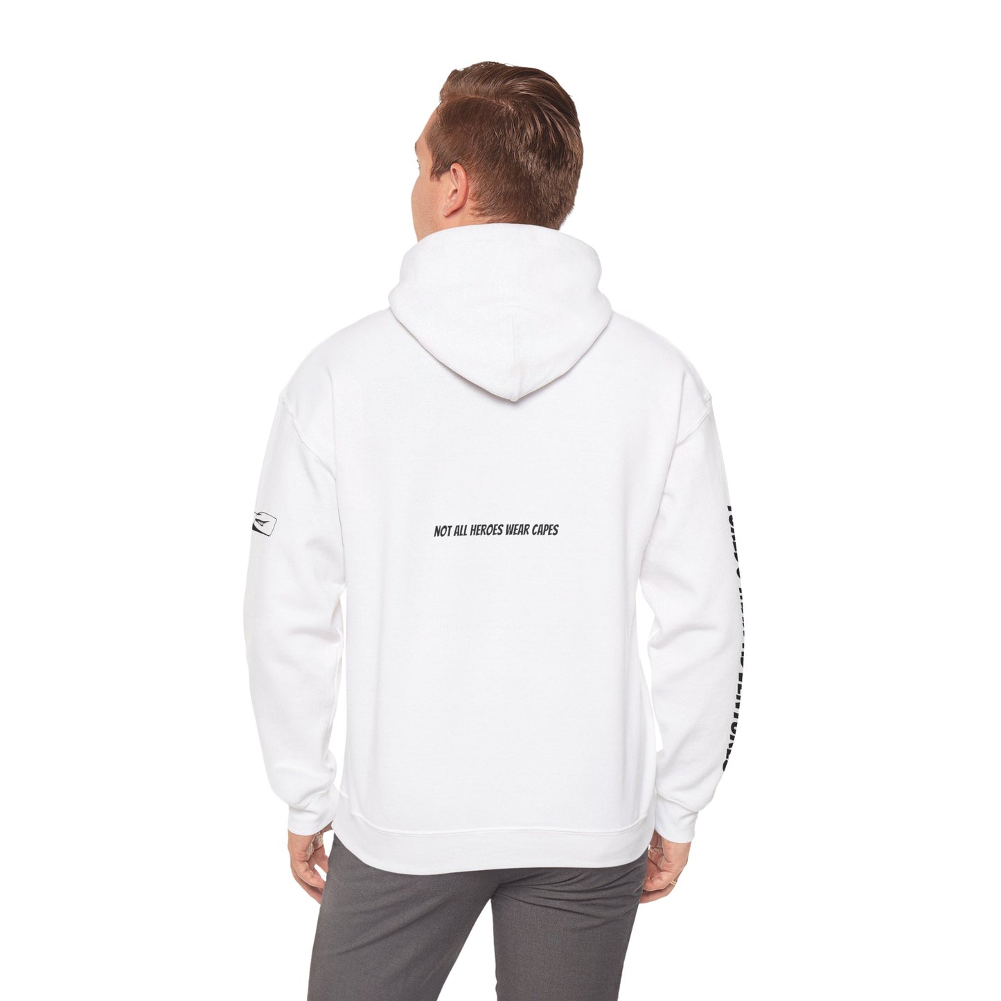 Adult Unisex Hooded Sweatshirt Tuxedo Man Logo (white logo, dark colors)  Gildan Heavy Blend™  S-5XL