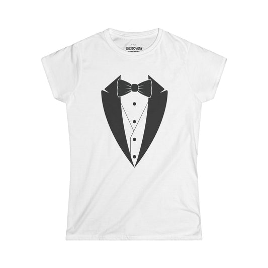 Women's Black Tuxedo Logo Gildan Softstyle Tee S-3XL