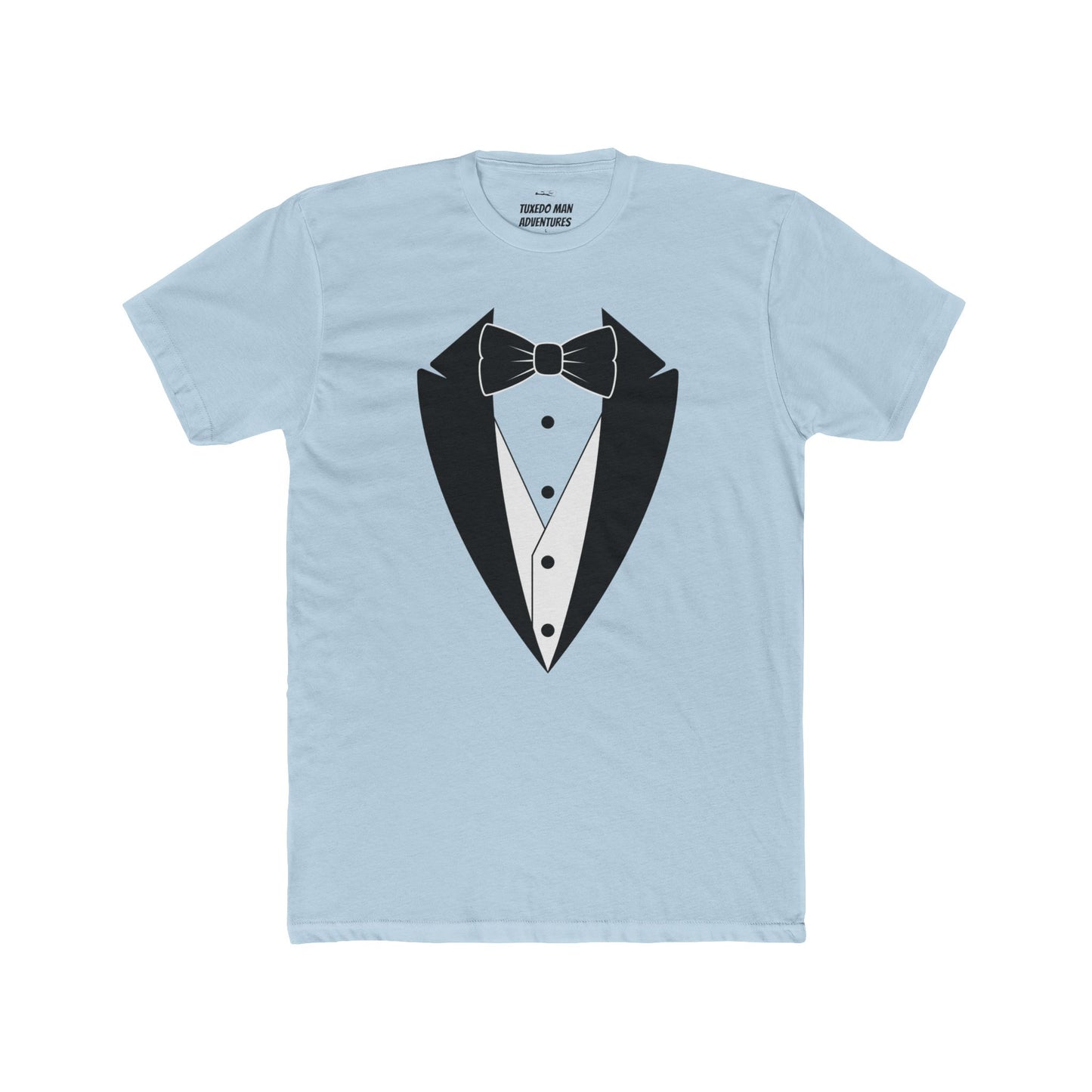 Adult Unisex Tuxedo Man Logo (black logo on pastel palette) 90/10 Blend Tee XS-5XL