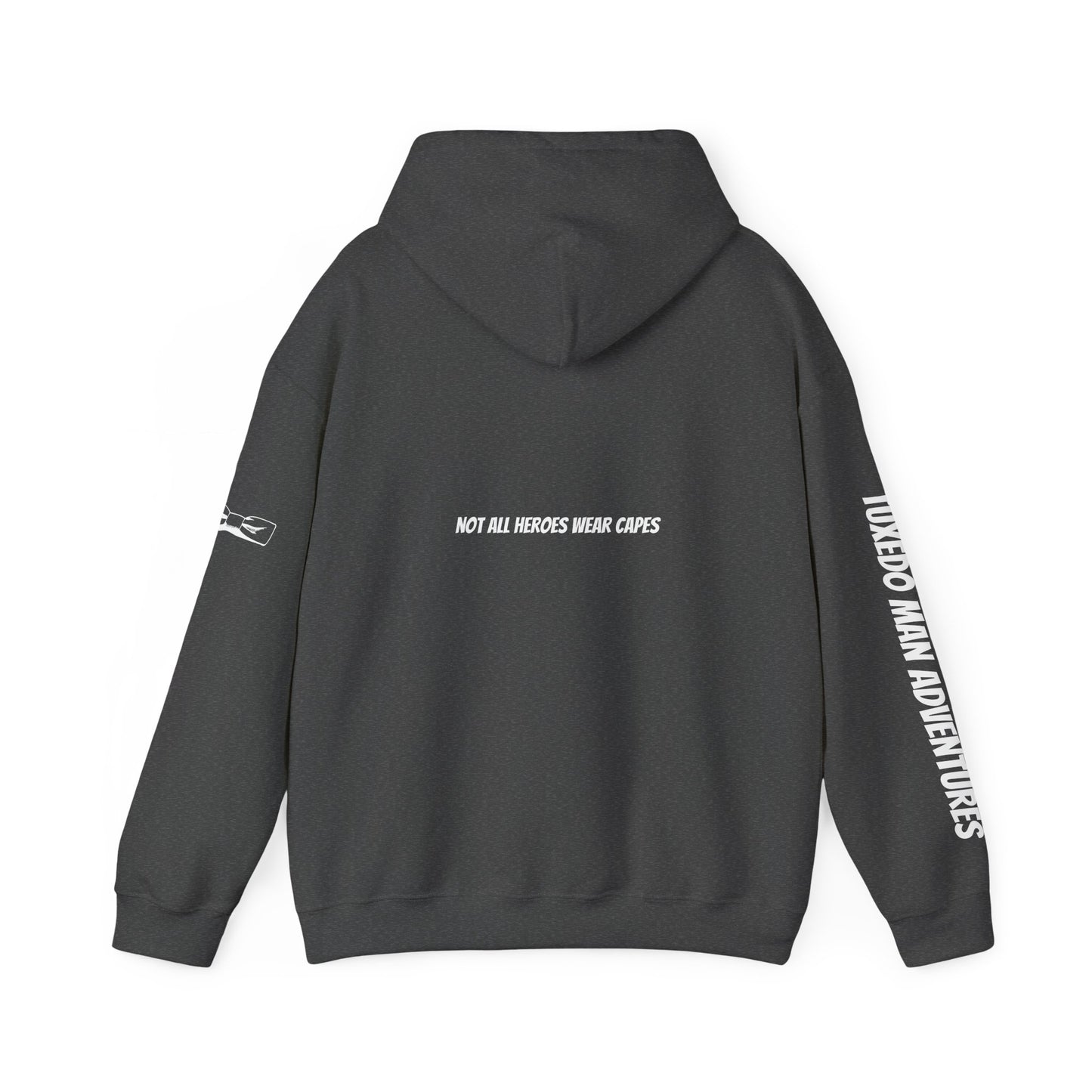 Adult Unisex Hooded Sweatshirt Tuxedo Man Logo (white logo, dark colors) Gildan Heavy Blend™  S-5XL