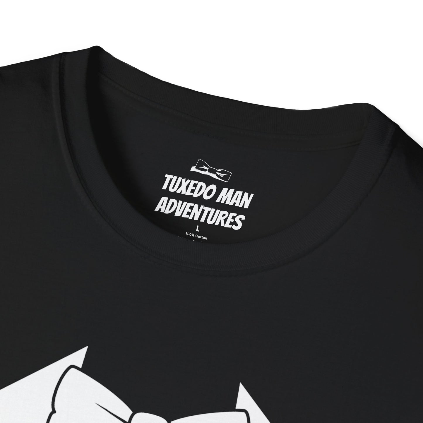 Adult Unisex Tuxedo Man Logo (white logo on dark palette) Gildan100% cotton Softstyle T-Shirt S-3XL