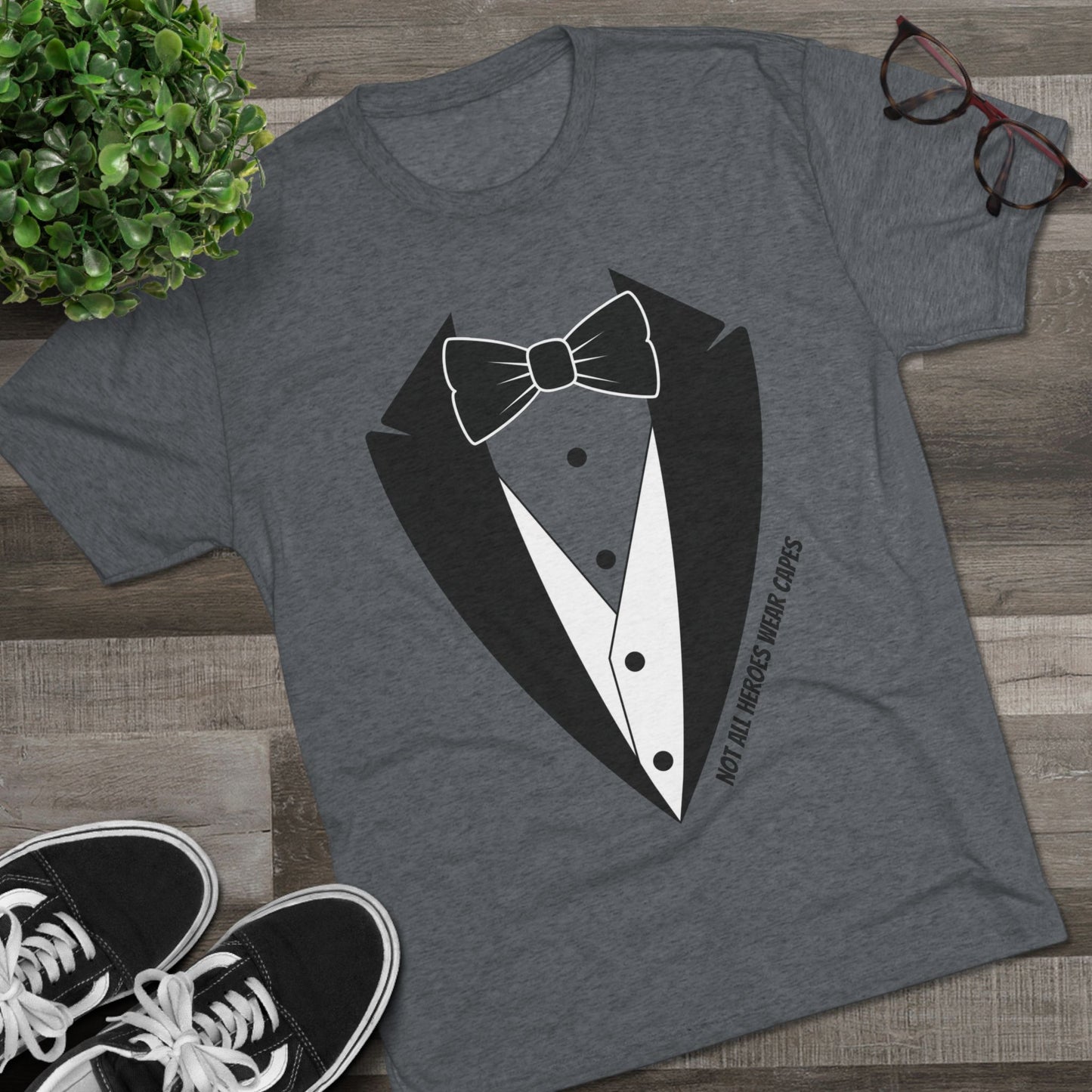 Adult Unisex Tuxedo Man Logo Tri-Blend Tee (light palette)