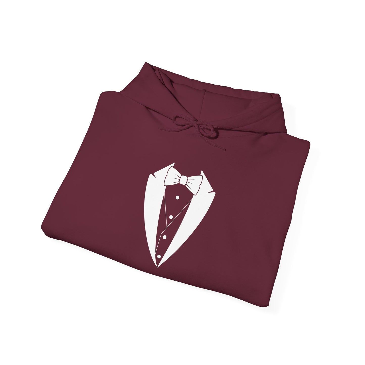 Adult Unisex Hooded Sweatshirt Tuxedo Man Logo (white logo, dark colors) Gildan Heavy Blend™  S-5XL