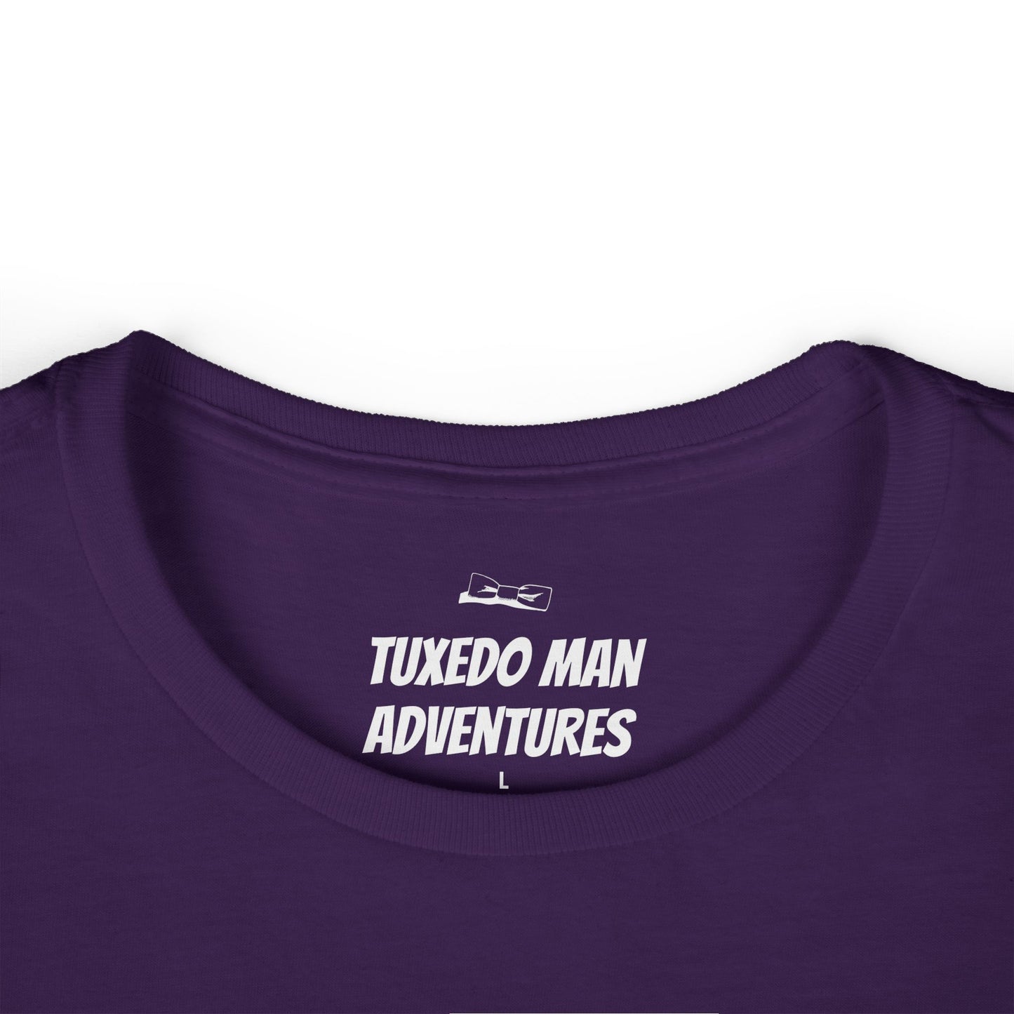 Adult Women's Tuxedo Logo (white logo on dark colors) Gildan 100% Cotton Tee S-3XL