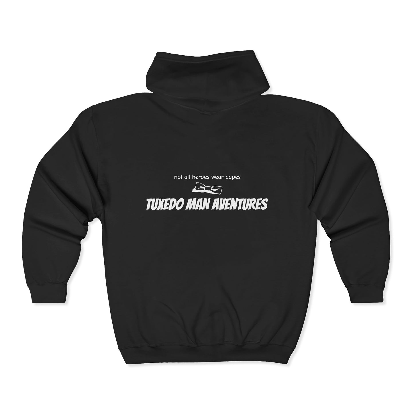 Adult Unisex Tuxedo Man White Logo Gildan Full Zip Hooded Sweatshirt S-3XL