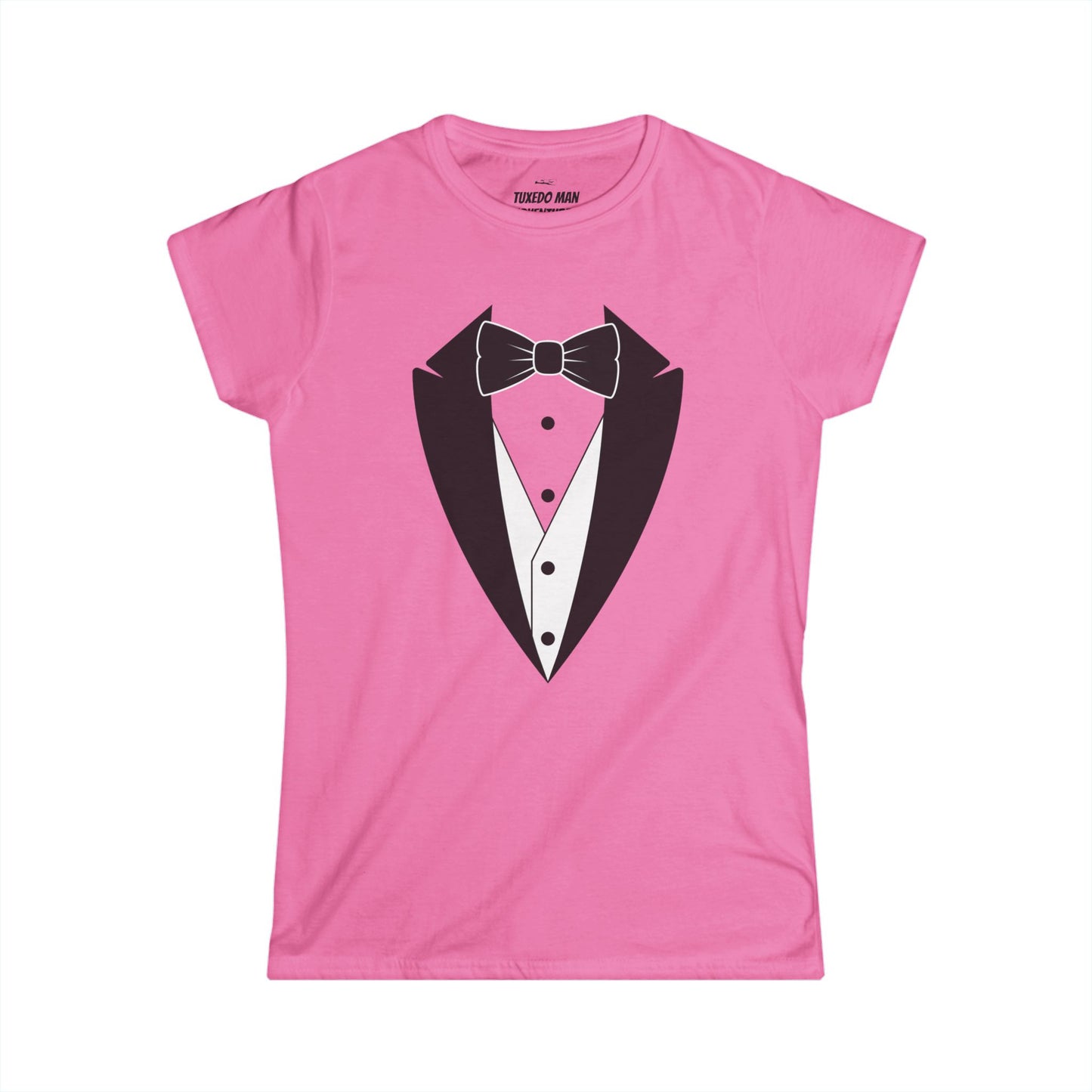 Adult Women's Tuxedo Logo (black logo on pastel colors) Gildan 100% Cotton Tee S-3XL