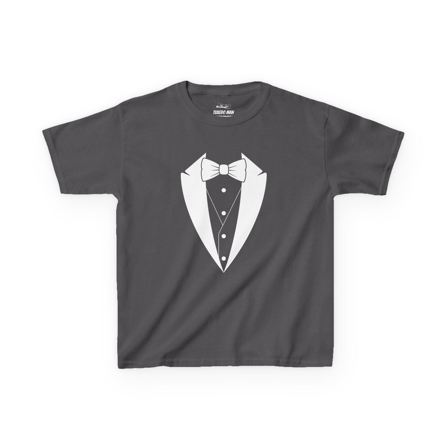 The Original Tuxedo Man Kids White Logo Heavy Cotton™ Tee XS-XL