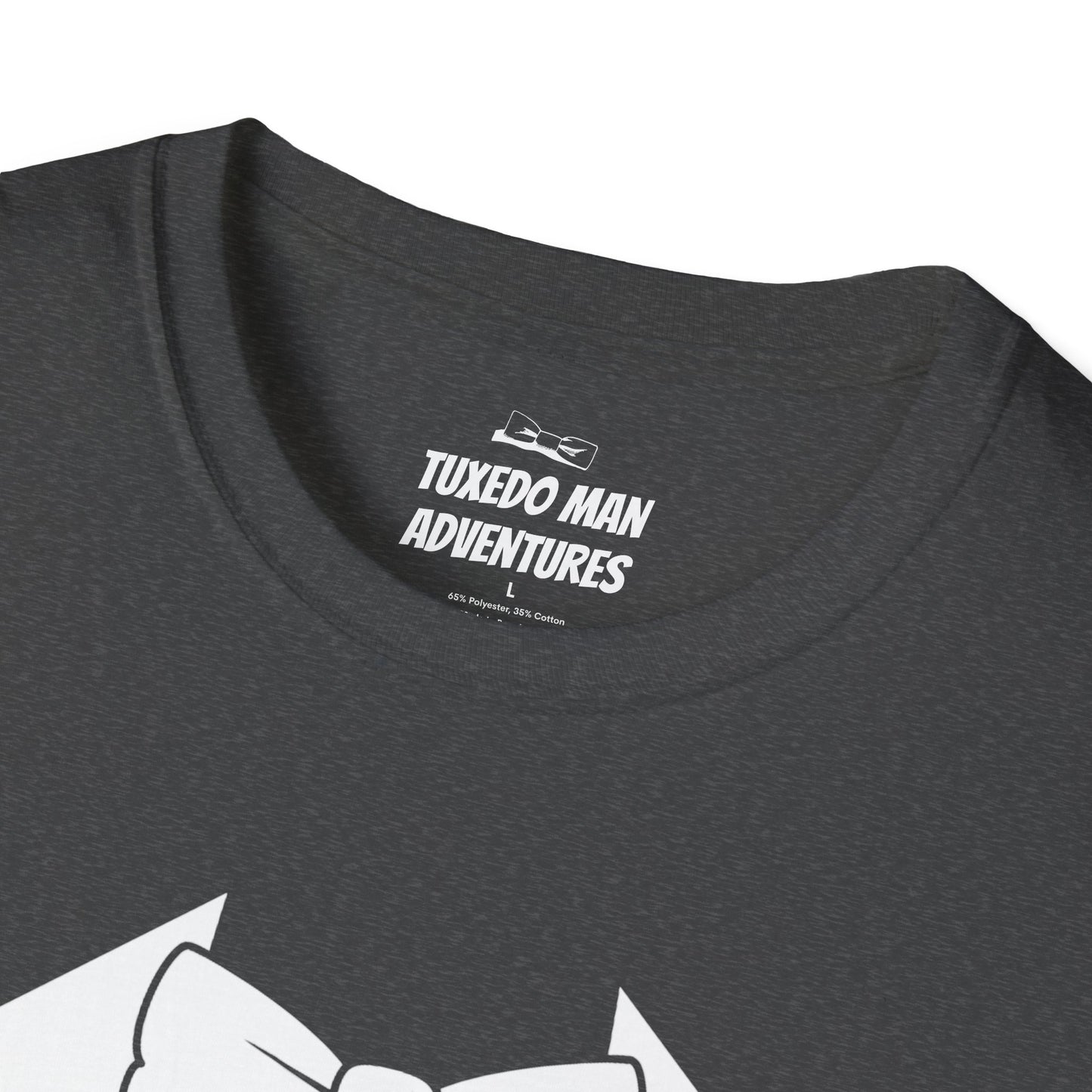 Adult Unisex Tuxedo Man Logo (white logo on dark palette) Gildan100% cotton Softstyle T-Shirt S-3XL