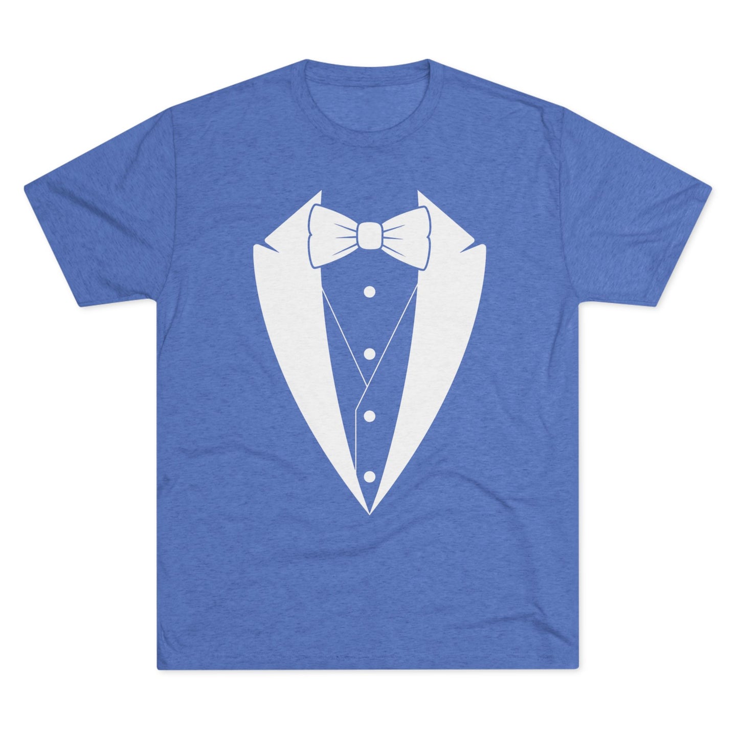 Adult Unisex White Tuxedo Tri-Blend Crew Tee S-3XL