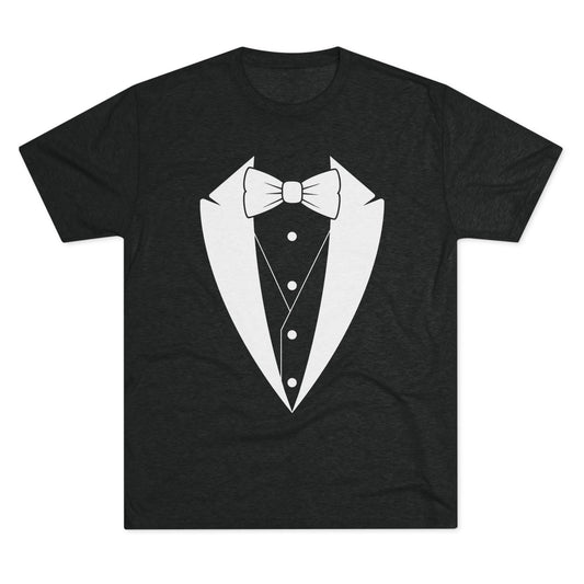 Classic White Tuxedo unisex Next Level Ultrasoft Tri-Blend Unisex Crew Tee S-3XL