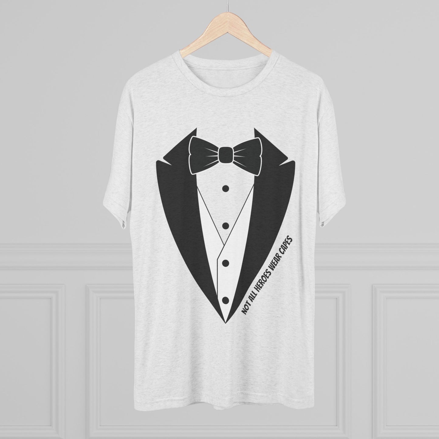 Adult Unisex Tuxedo Man Logo Tri-Blend Tee (light palette)