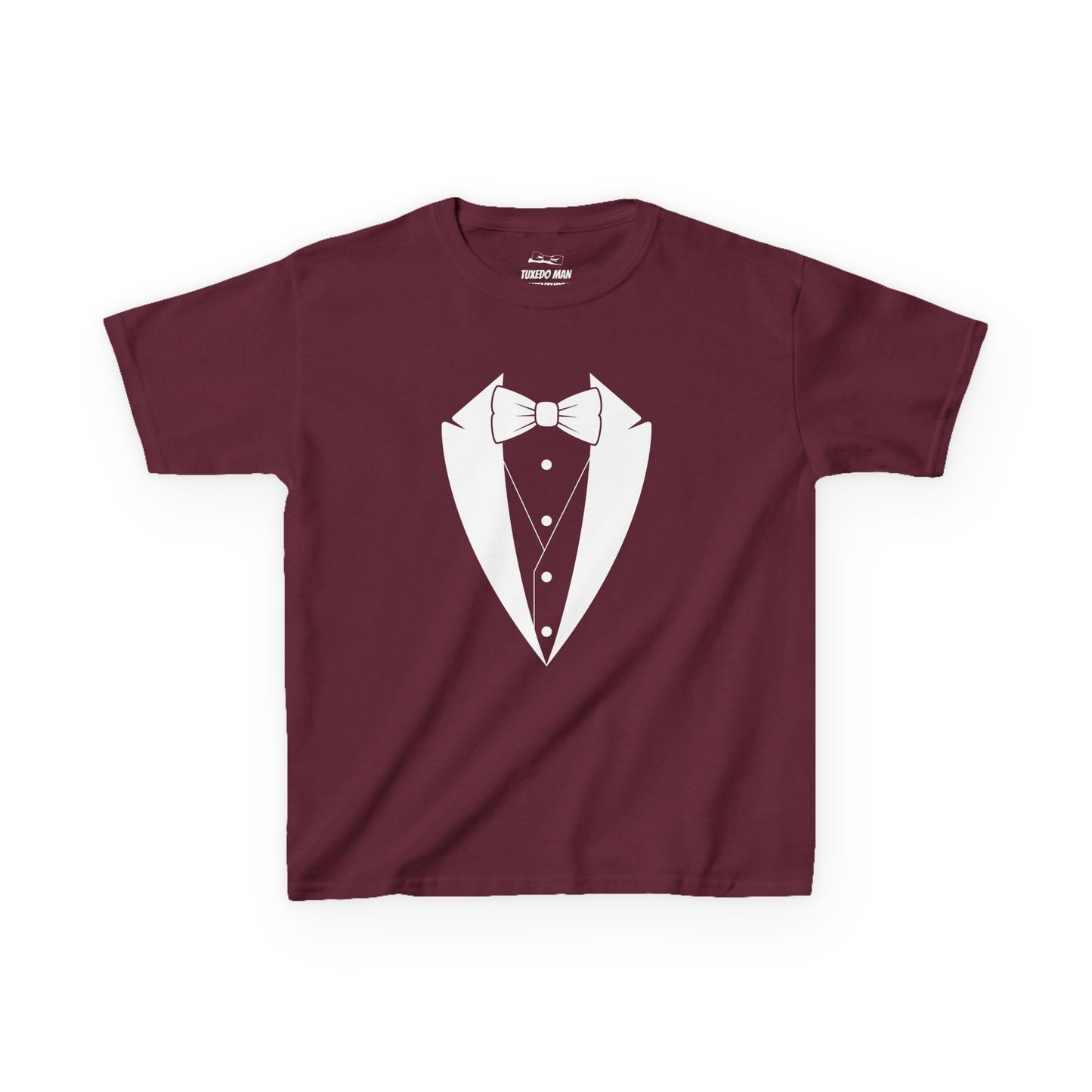 Youth Tuxedo Man Logo (white logo on dark colors) Heavy 100% Cotton™ Tee XS-XL