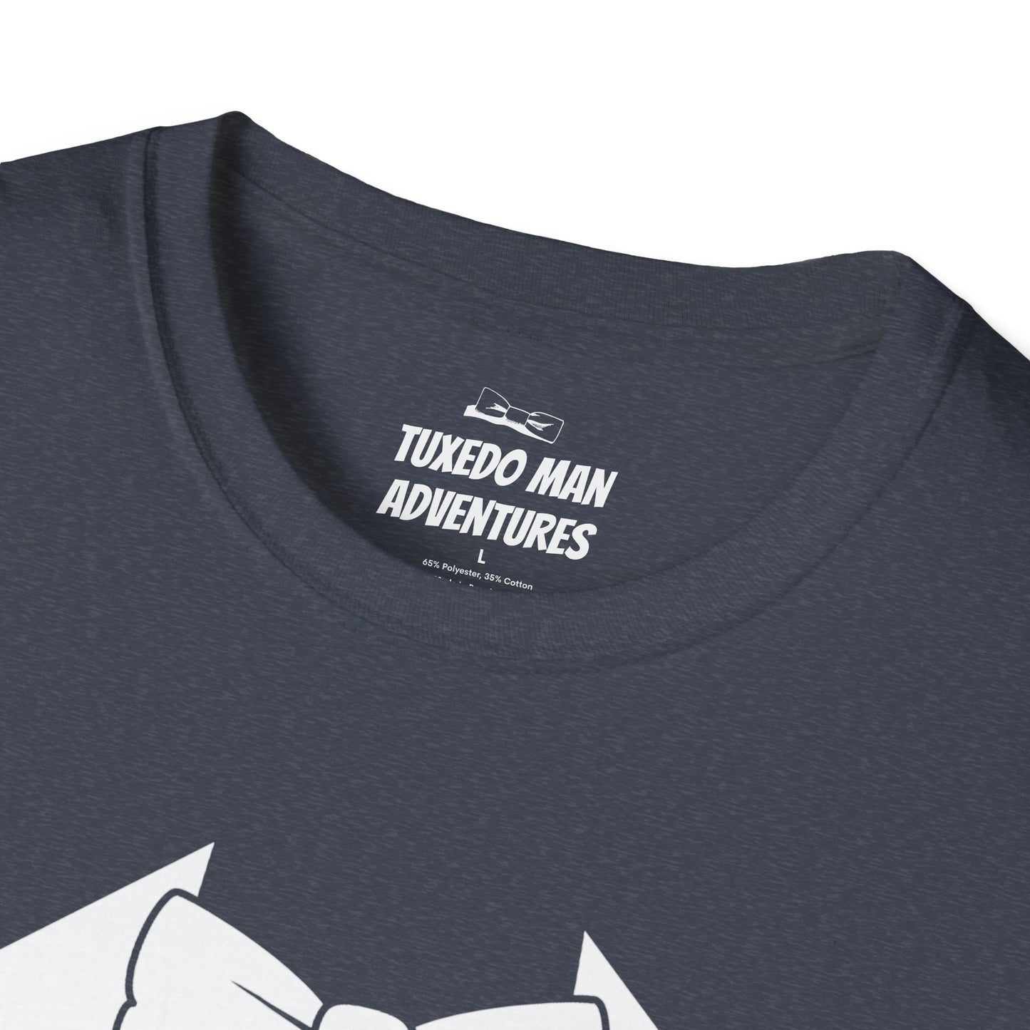 Adult Unisex Tuxedo Man Logo (white logo on dark palette) Gildan100% cotton Softstyle T-Shirt S-3XL