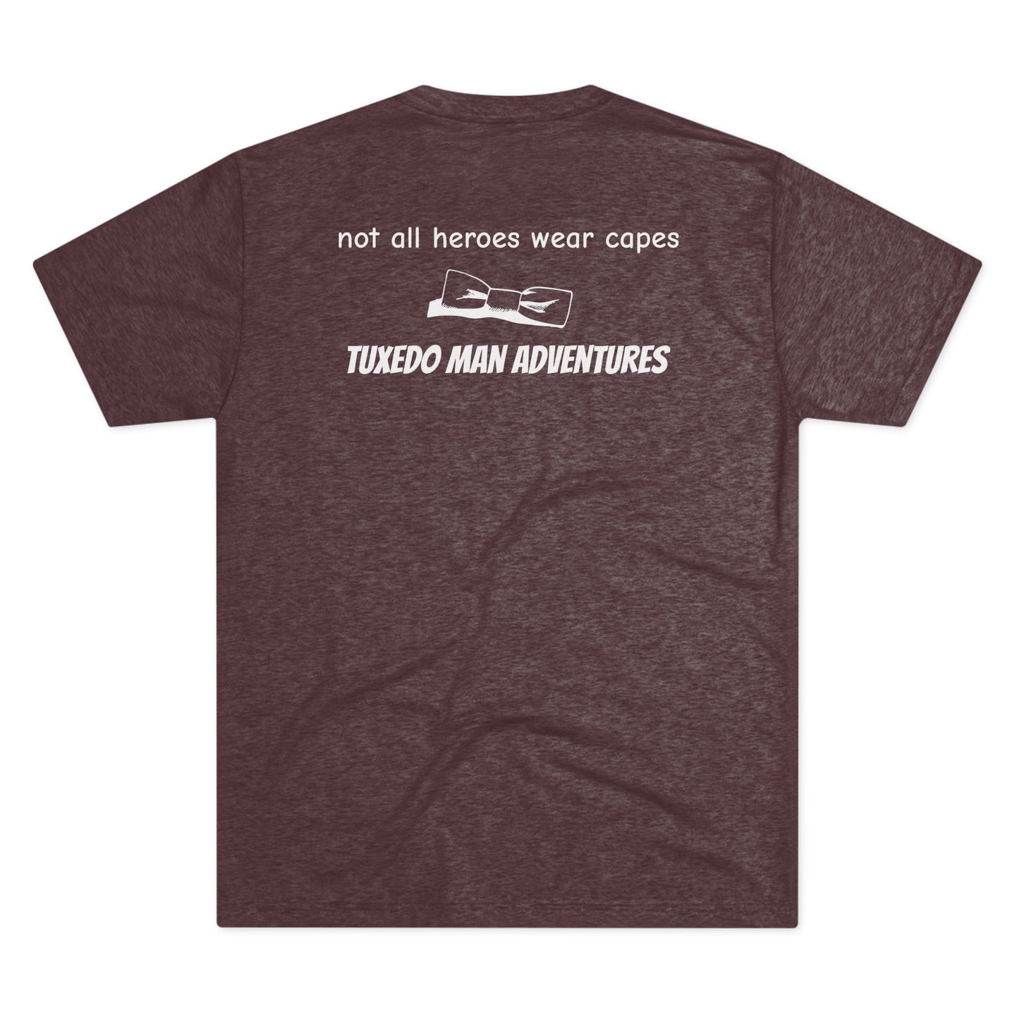 Adult Unisex White Tuxedo Tri-Blend Crew Tee S-3XL