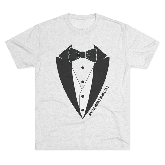 Adult Unisex Tuxedo Man Logo Tri-Blend Tee (light palette)