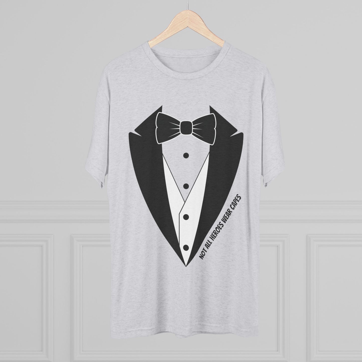 Adult Unisex Tuxedo Man Logo Tri-Blend Tee (light palette)
