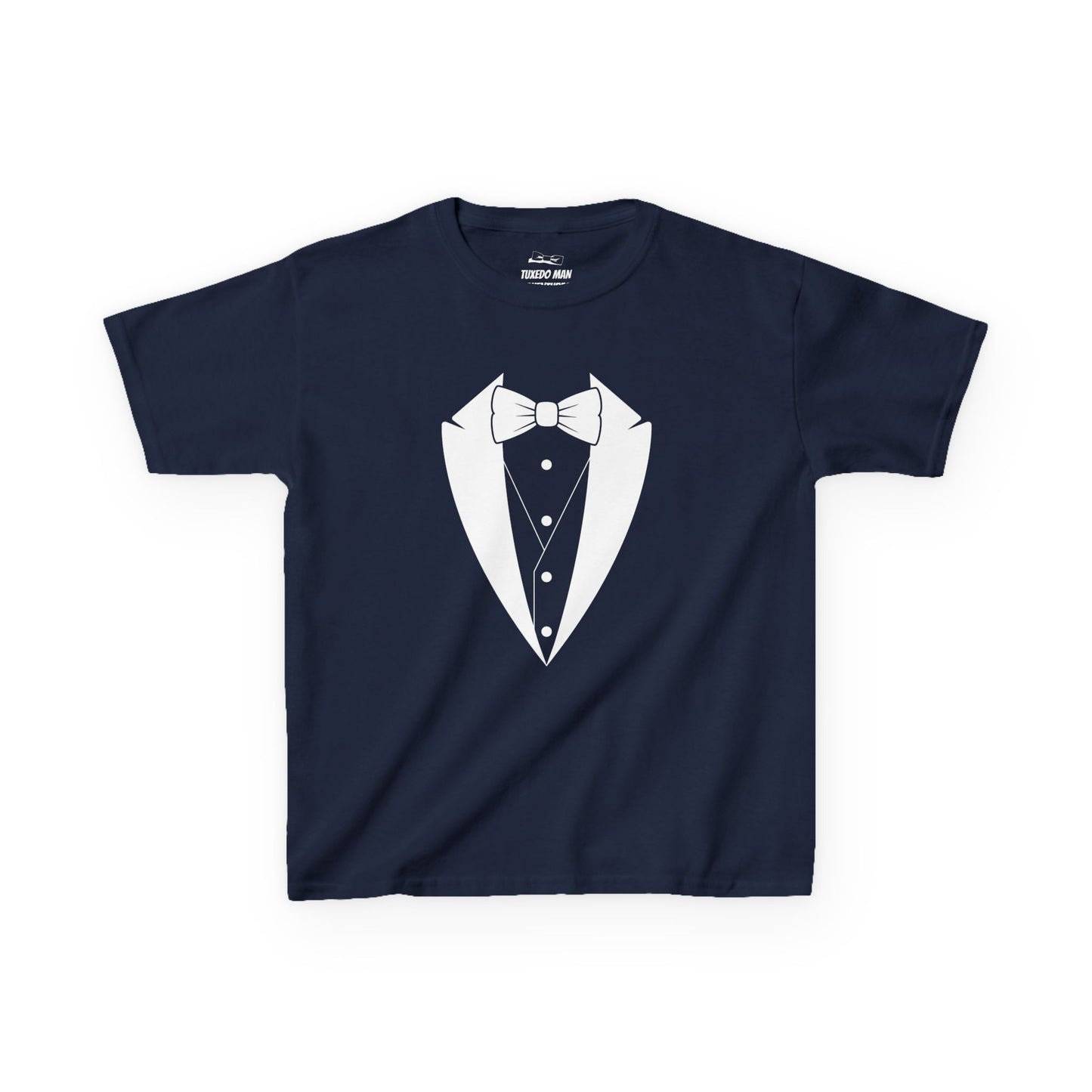 The Original Tuxedo Man Kids White Logo Heavy Cotton™ Tee XS-XL
