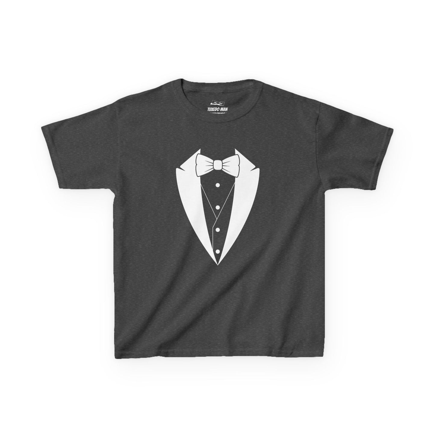 Youth Tuxedo Man Logo (white logo on dark colors) Heavy 100% Cotton™ Tee XS-XL