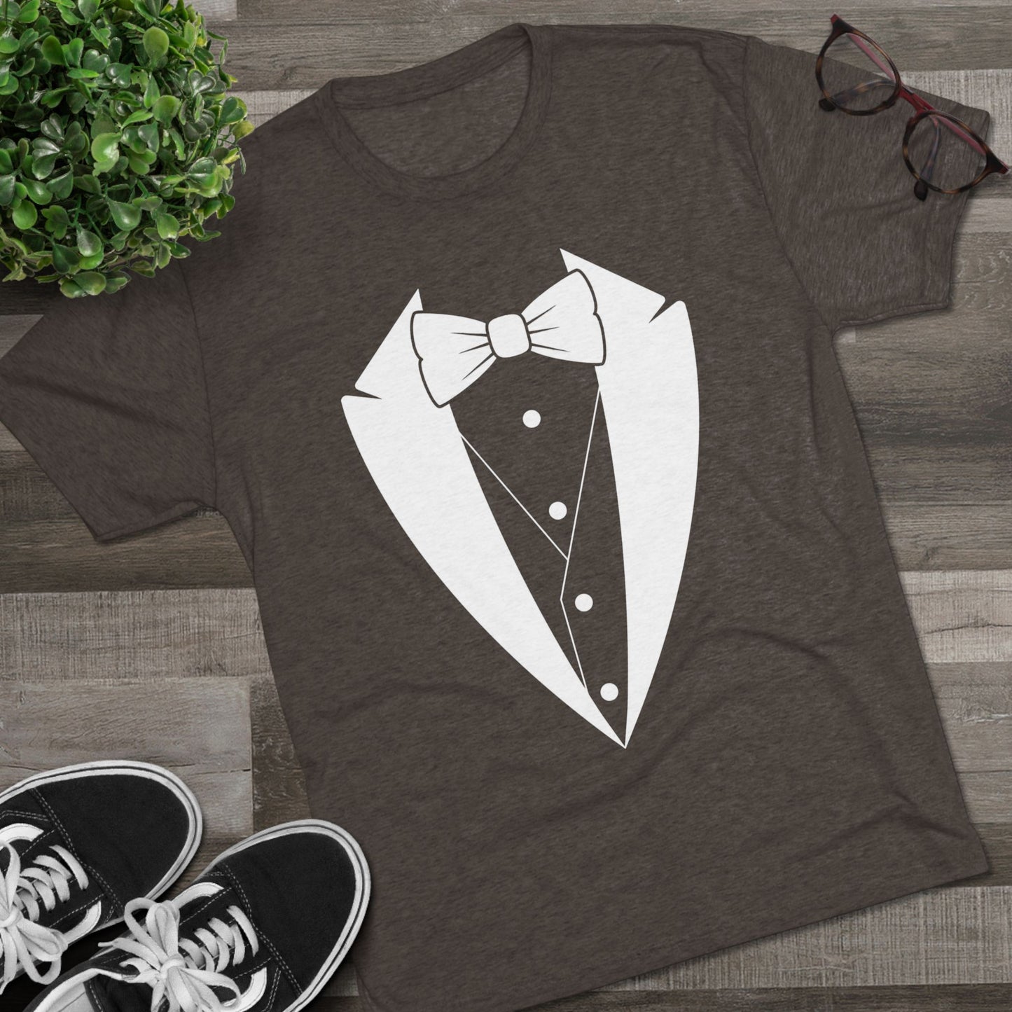 Adult Unisex Tuxedo Man Logo (dark colors, white logo) Next Level Ultrasoft Tri-Blend  Crew Tee S-3XL