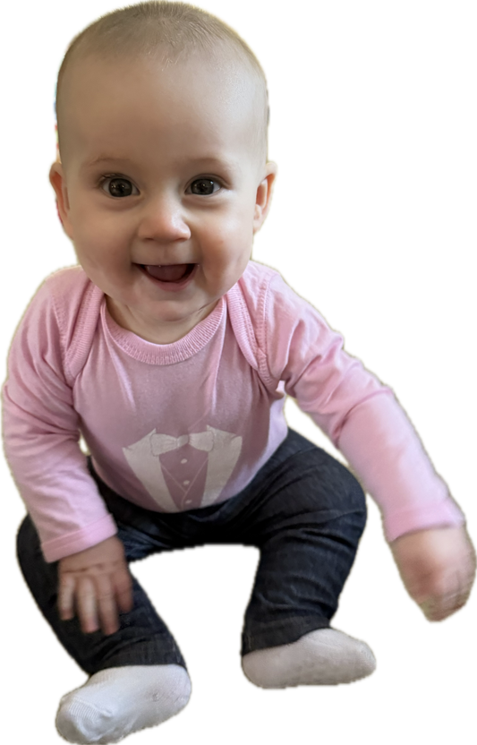 Classic White Tuxedo Logo Infant Long Sleeve Bodysuit 0-18 mos