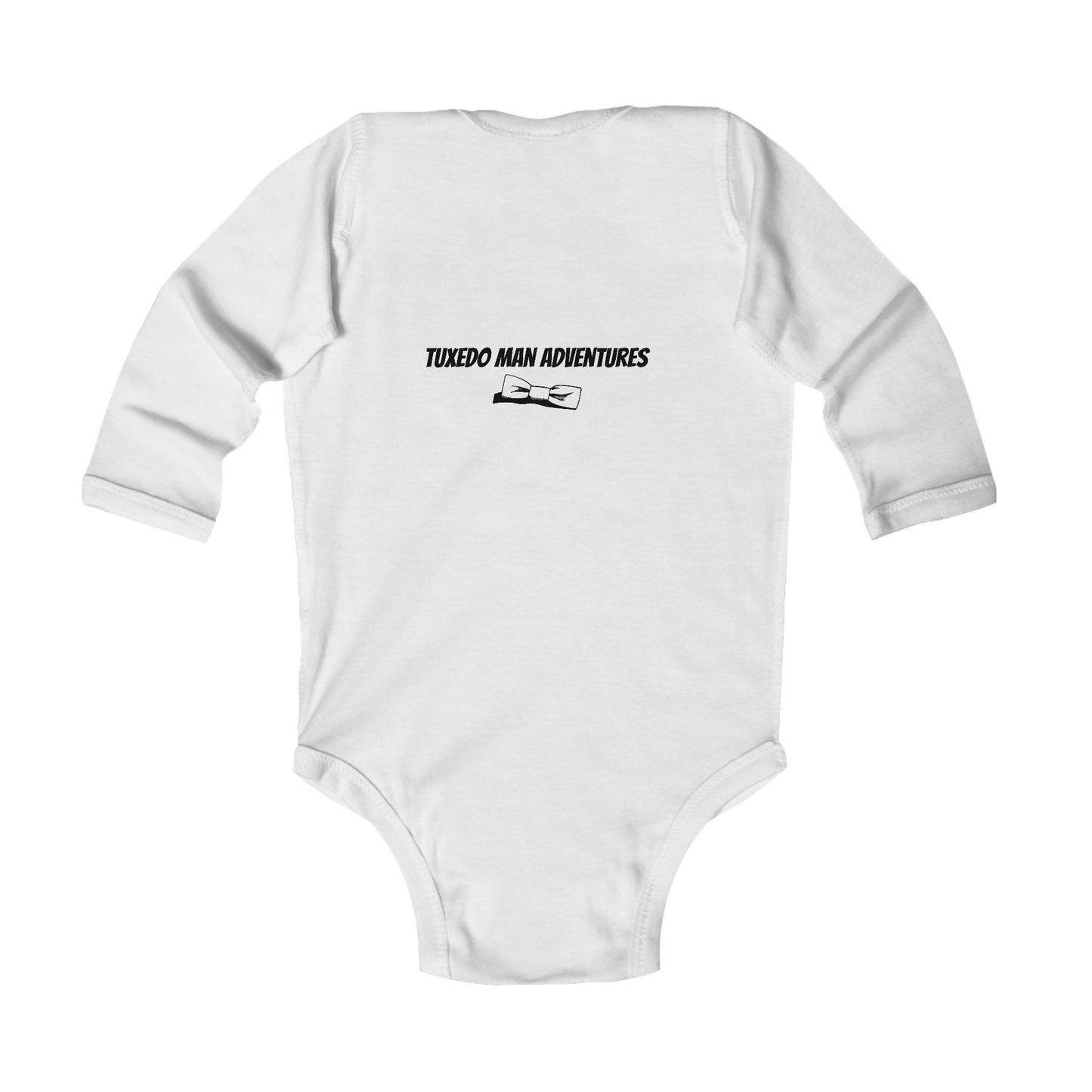 Infant Tuxedo Man Long Sleeve Bodysuit (black logo, pastels) 0-18mo