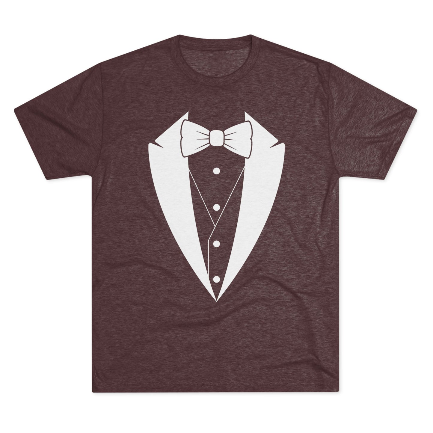 Adult Unisex White Tuxedo Tri-Blend Crew Tee S-3XL